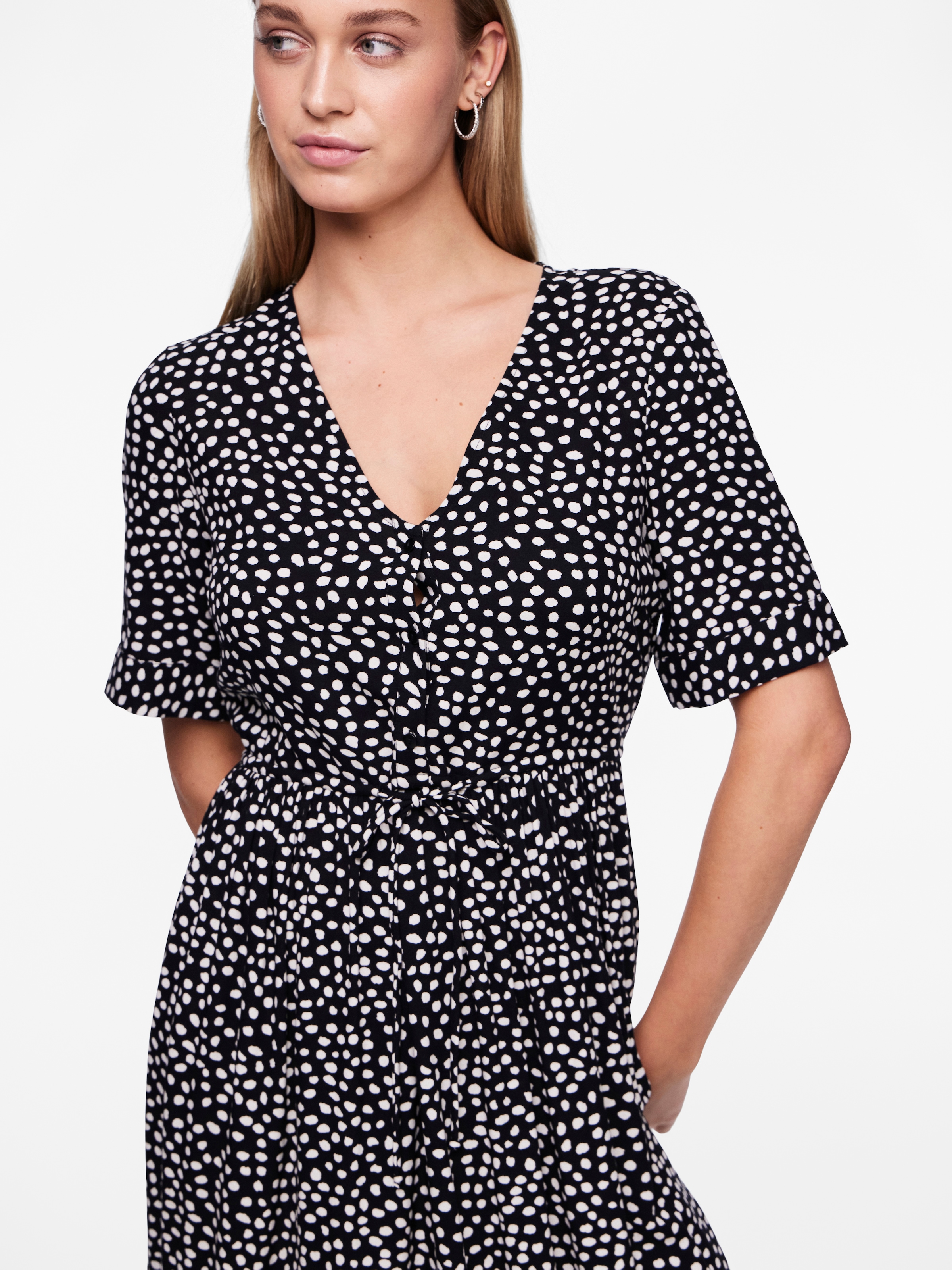 pieces Druckkleid »PCTALA SS STRING TIE MIDI DRESS NOOS BC«