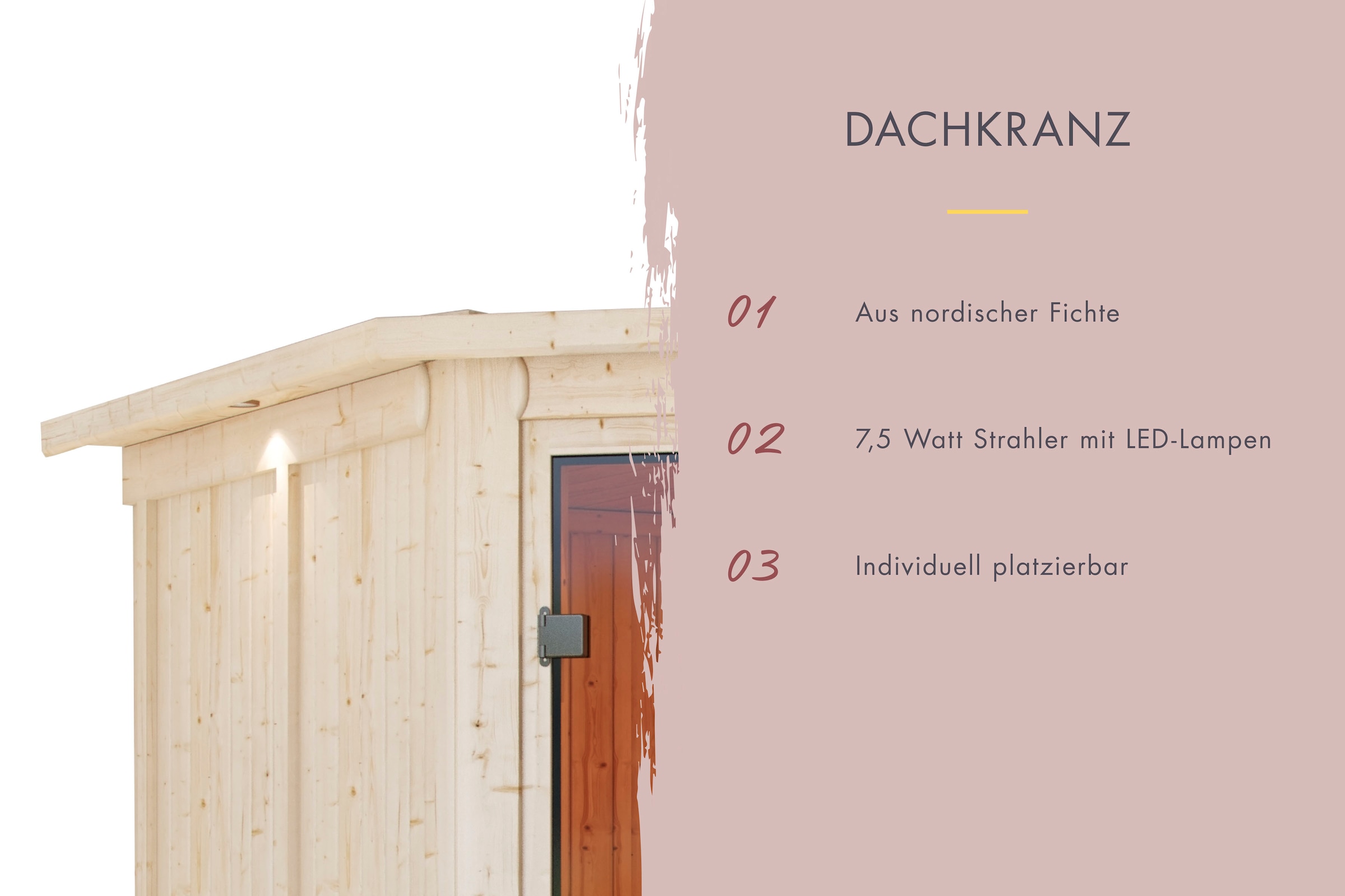 Karibu Sauna »Mia (Fronteinstieg)« inklusive Ofenschutzgitter und Tür