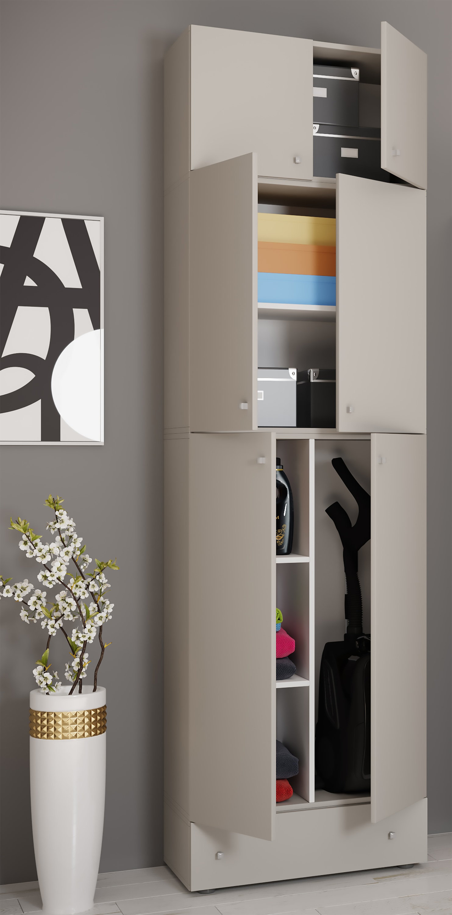 VCM Mehrzweckschrank »Holz Besenschrank Staubsauger Putzschrank Lona SA« 1 Stk. tlg.