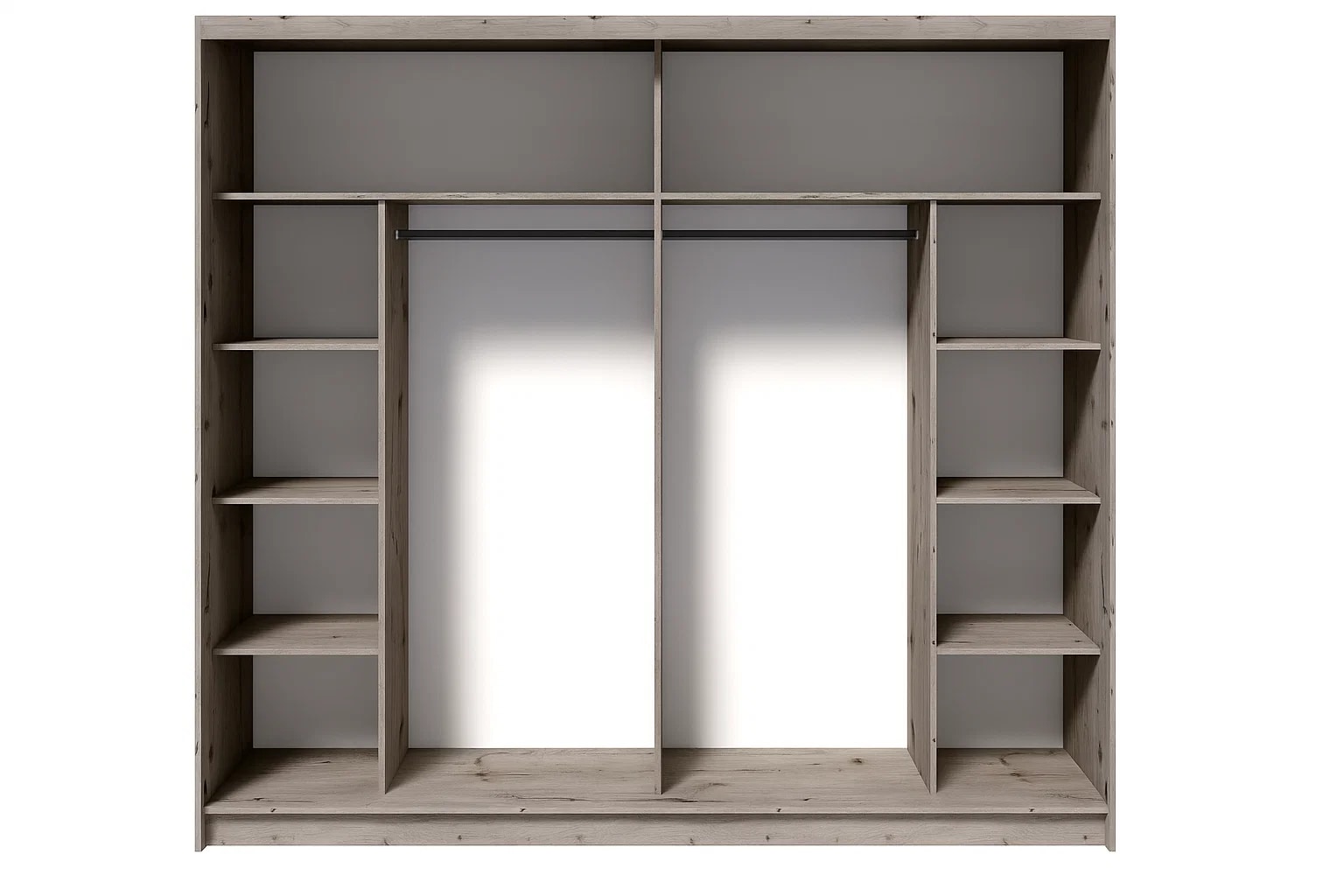 Home affaire Kleiderschrank »PRESSAC mit viel Stauraum, 10 Fächer, 2 Kleiderstangen, Breite 230cm« Garderobe mit 2 Schiebetüren und Spiegel, Maße B/T/H: 230/62/215 cm