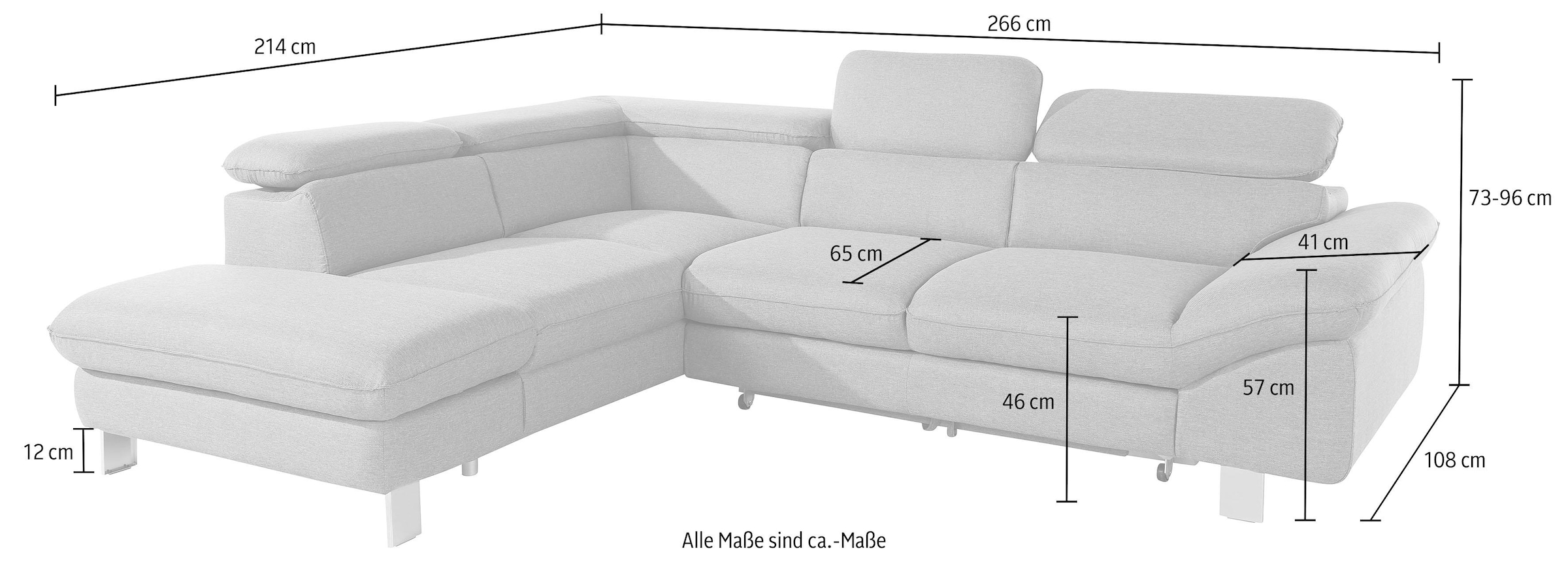 COTTA Ecksofa »Driver L-Form«, mit Kopfteilverstellung, wahlweise mit Bettfunktion