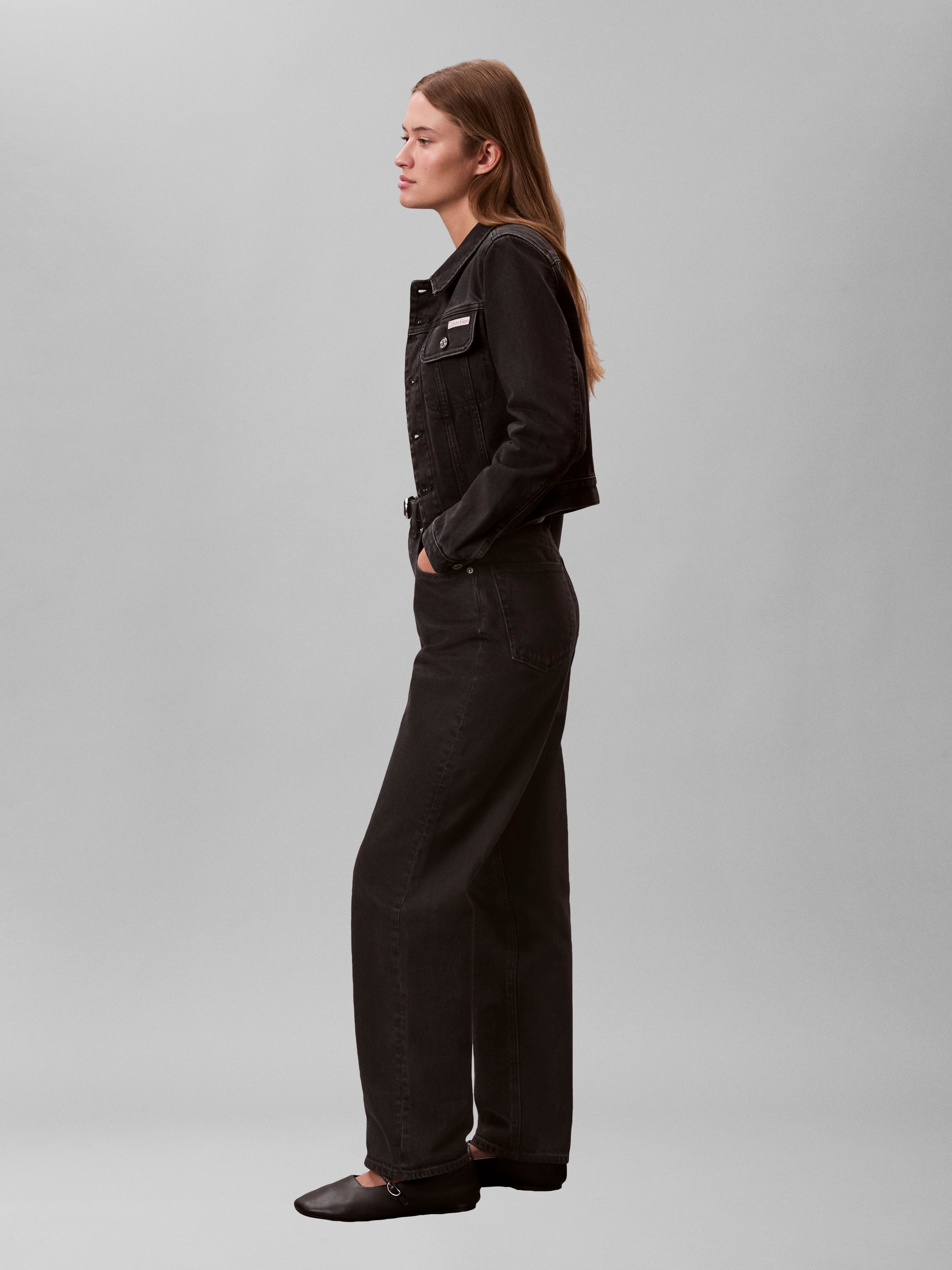 Calvin Klein Jeans Jeansjacke »CROP 90S« ohne Kapuze schmale, kurze Passform, used-washed