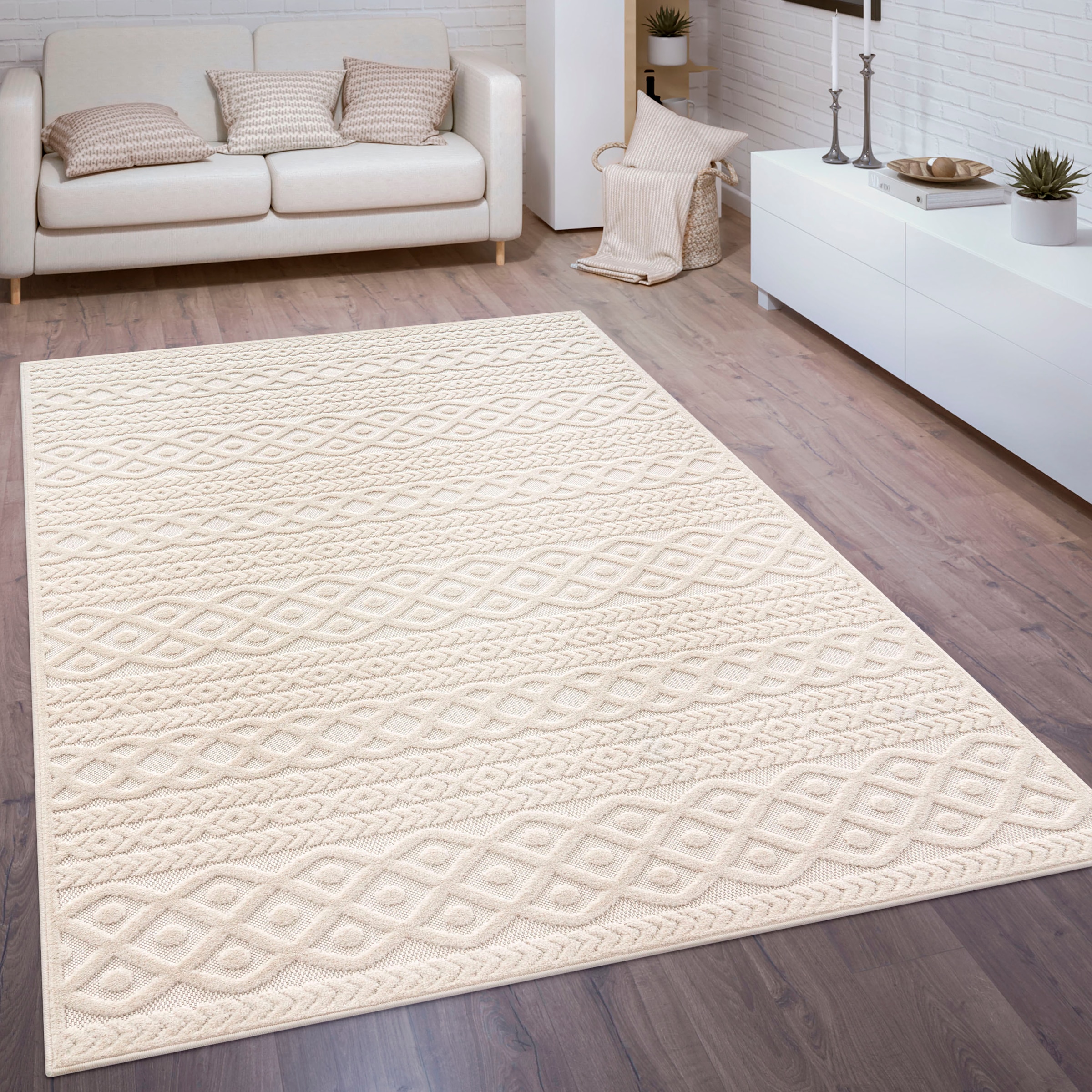 Carpet City Hochflor-Teppich »Focus 3382«, rechteckig, Boho-Teppich, besonders  weich, Hoch Tief Struktur, Wohnzimmer online kaufen