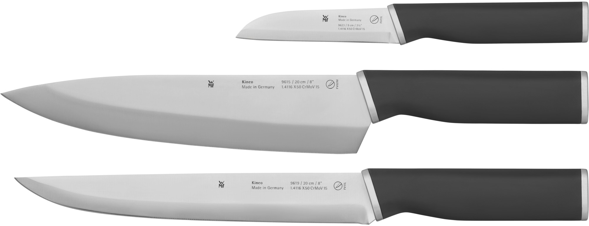 WMF Messer-Set »Kineo«, (Set, mit in 3 Made Germany Messerklingen aus Spezialklingenstahl, Jahren XXL Garantie tlg.), 3