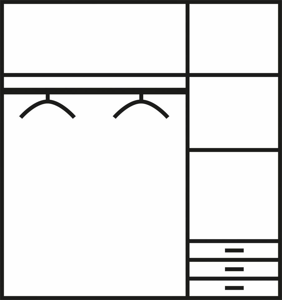 FORTE Kleiderschrank »Jupiter, Made in Europe, mit Schubladen«, (Maße (T/H): 60/200 cm), Stauraum, 2 Breiten, 4 Farben, Schubladen, variable Einlegeböden