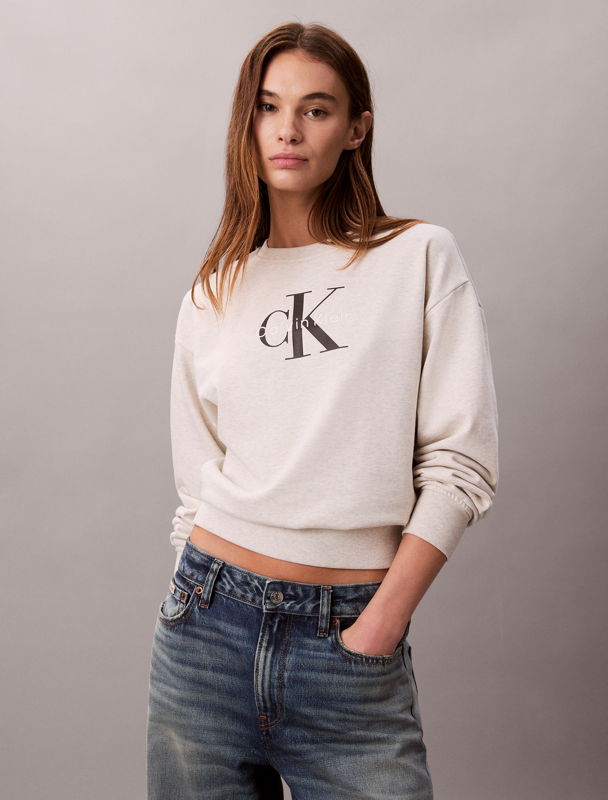 Calvin Klein Jeans Sweatshirt »LS MNLG FRNCH TRRY R«, Mit Rundhalsausschnitt