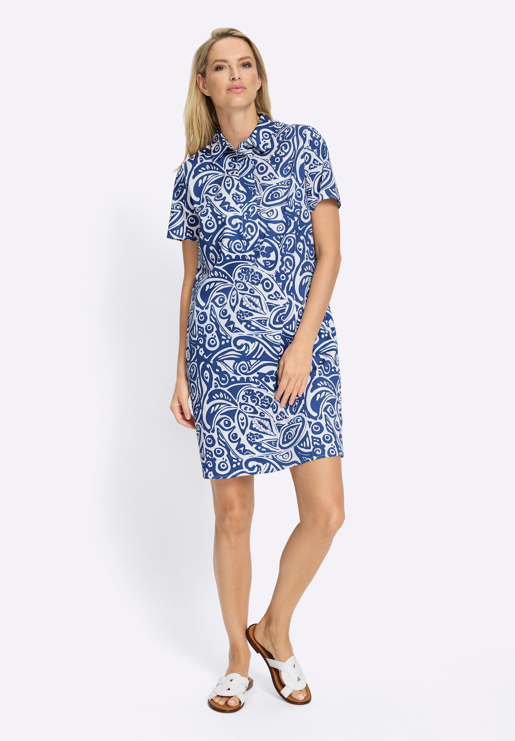 heine Hemdblusenkleid »Druck-Kleid Blusenkleid mit grafischem Muster« Nahttasche