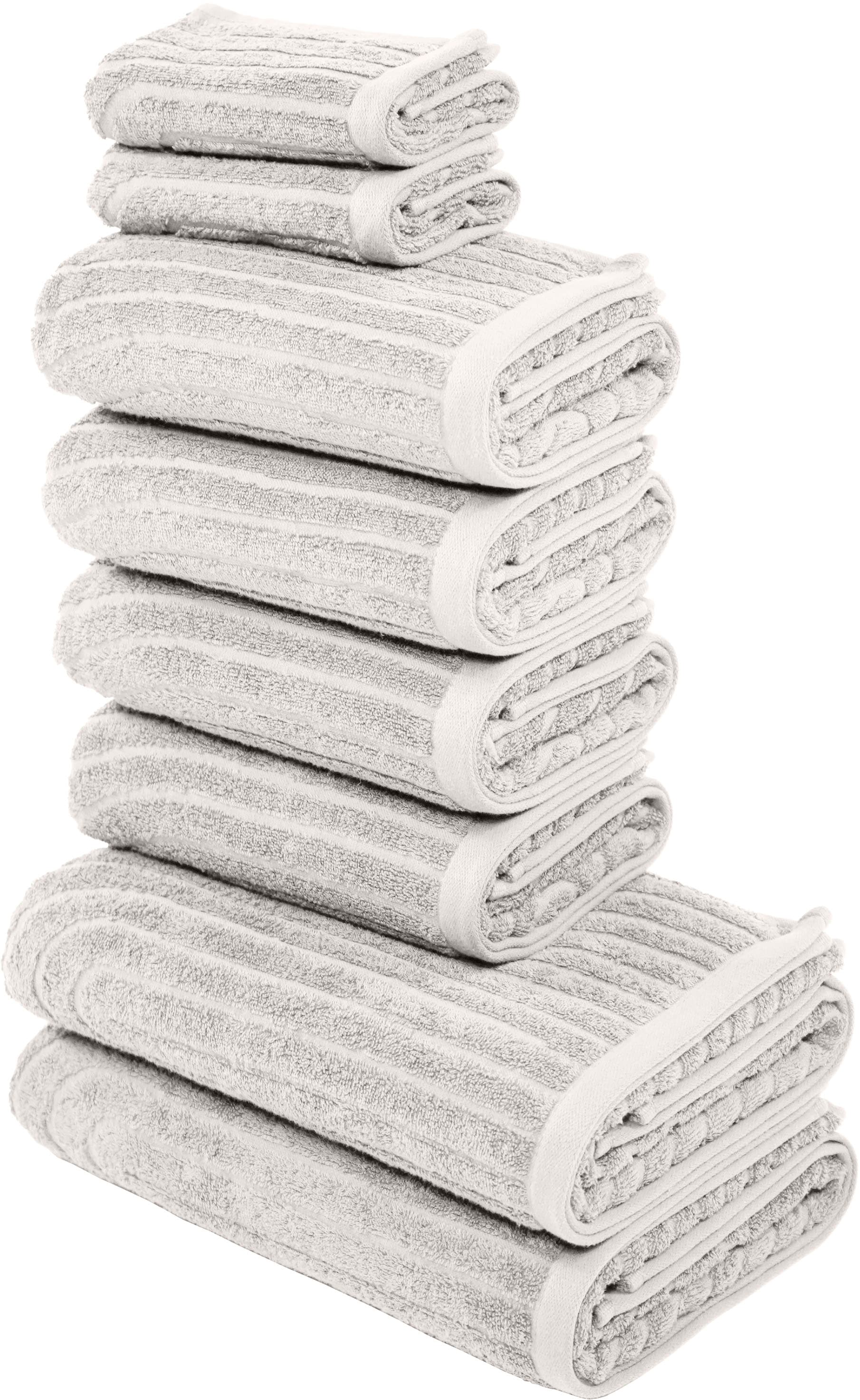 my home Handtuch Set »Handtuchset Ognon, Duschtücher, Handtücher, Gästetücher, Zen« Set 8 Frottier Handtücher mit Muster, Scandi, einfarbiges Handtuch-Set 100% Baumwolle