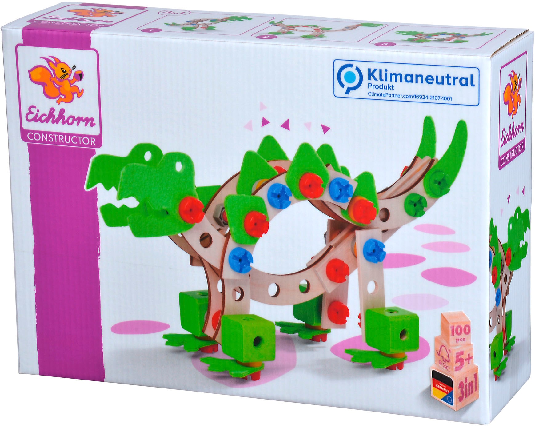 Eichhorn Konstruktionsspielsteine »Constructor, Dinosaurier«, (100 St.), Made in Germany, FSC®- schützt Wald - weltweit