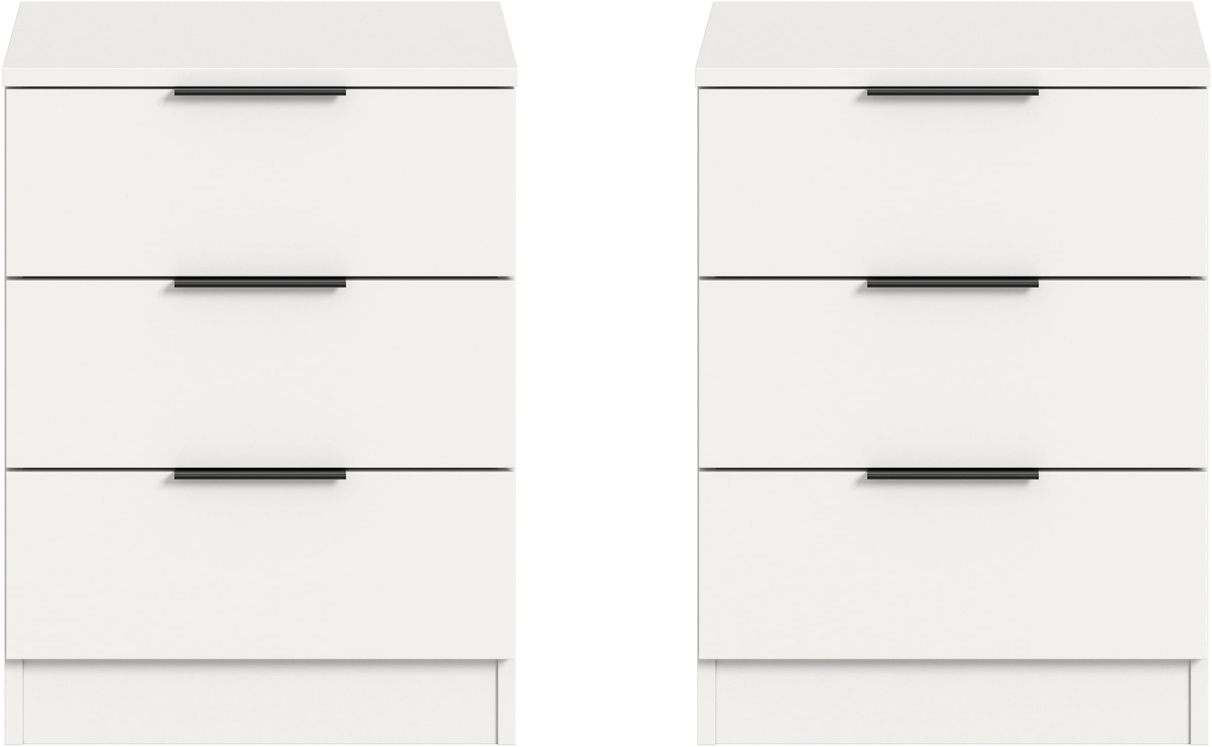 Home affaire Nachtkommode »Skarde 2 Nachttische, jeweils Breite: 45 cm« Set, Sie bekommen 2  Nachttische im Set, 2 Stk. tlg. Skarde, 2er Set Nachtkommode, 3 Schubkästen, weiß