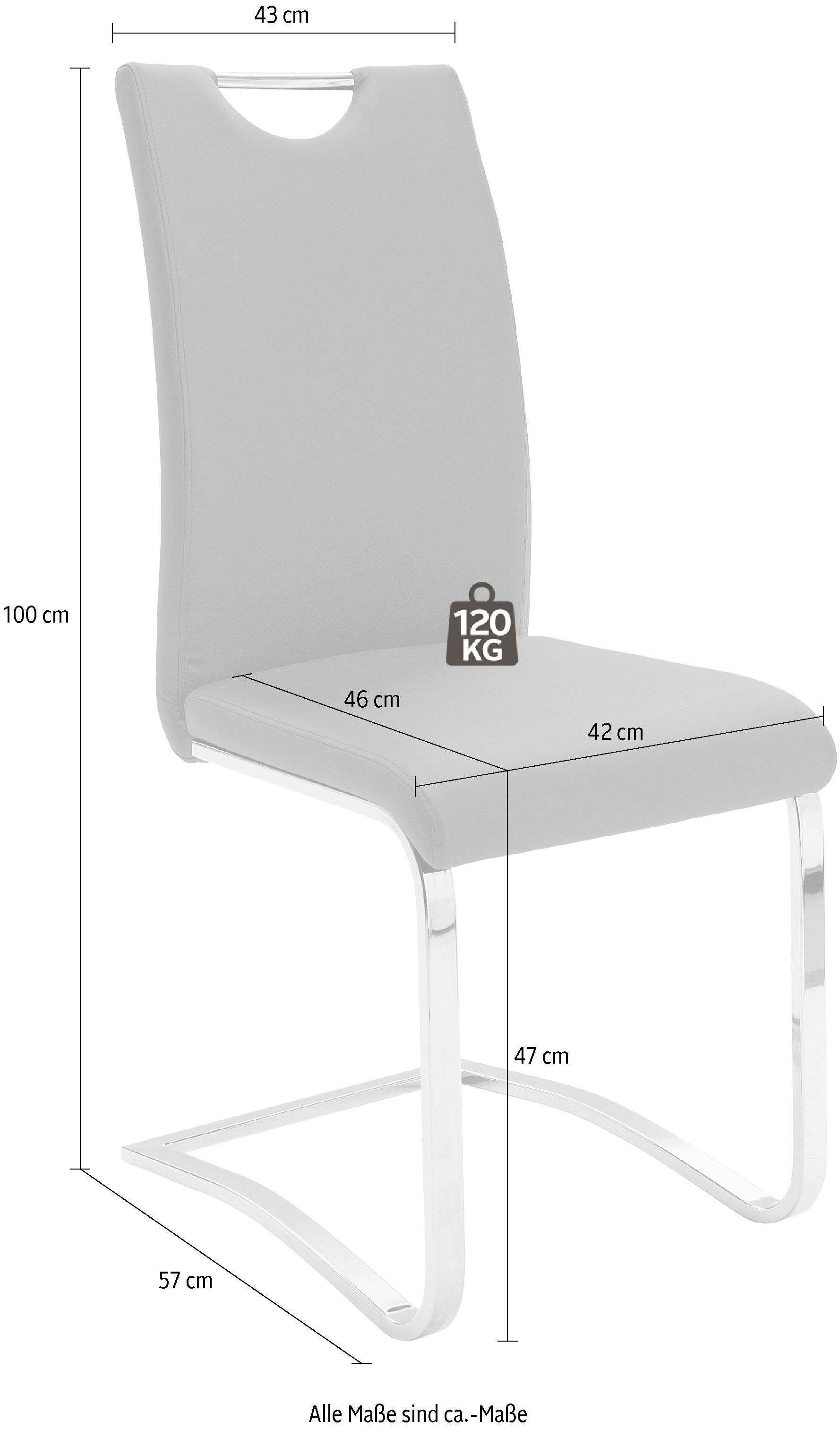 MCA furniture Freischwinger »Köln«, (Set), 4 St., Kunstlederbezug, Komfortsitzhöhe, Stuhl belastbar bis 120 kg