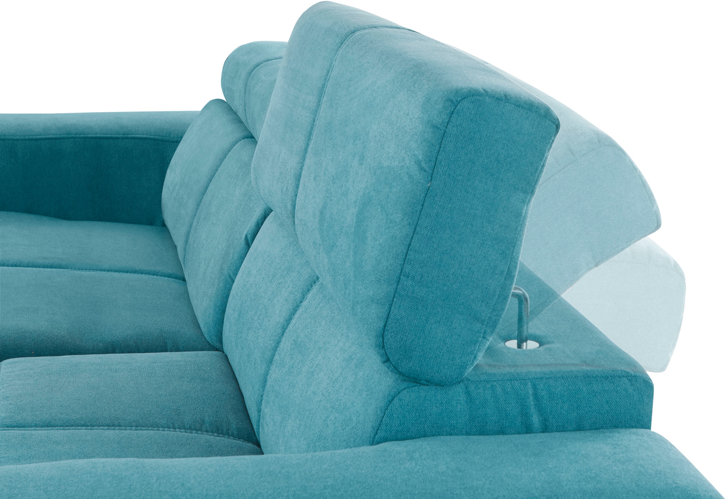 DOMO collection Ecksofa »Brandon Sitzbelastung 140 kg, kleine Ausführung B/T/H: 214/100/80 cm«, Mit Kopfteilverstellung, auch in Leder und Cord, L-Form