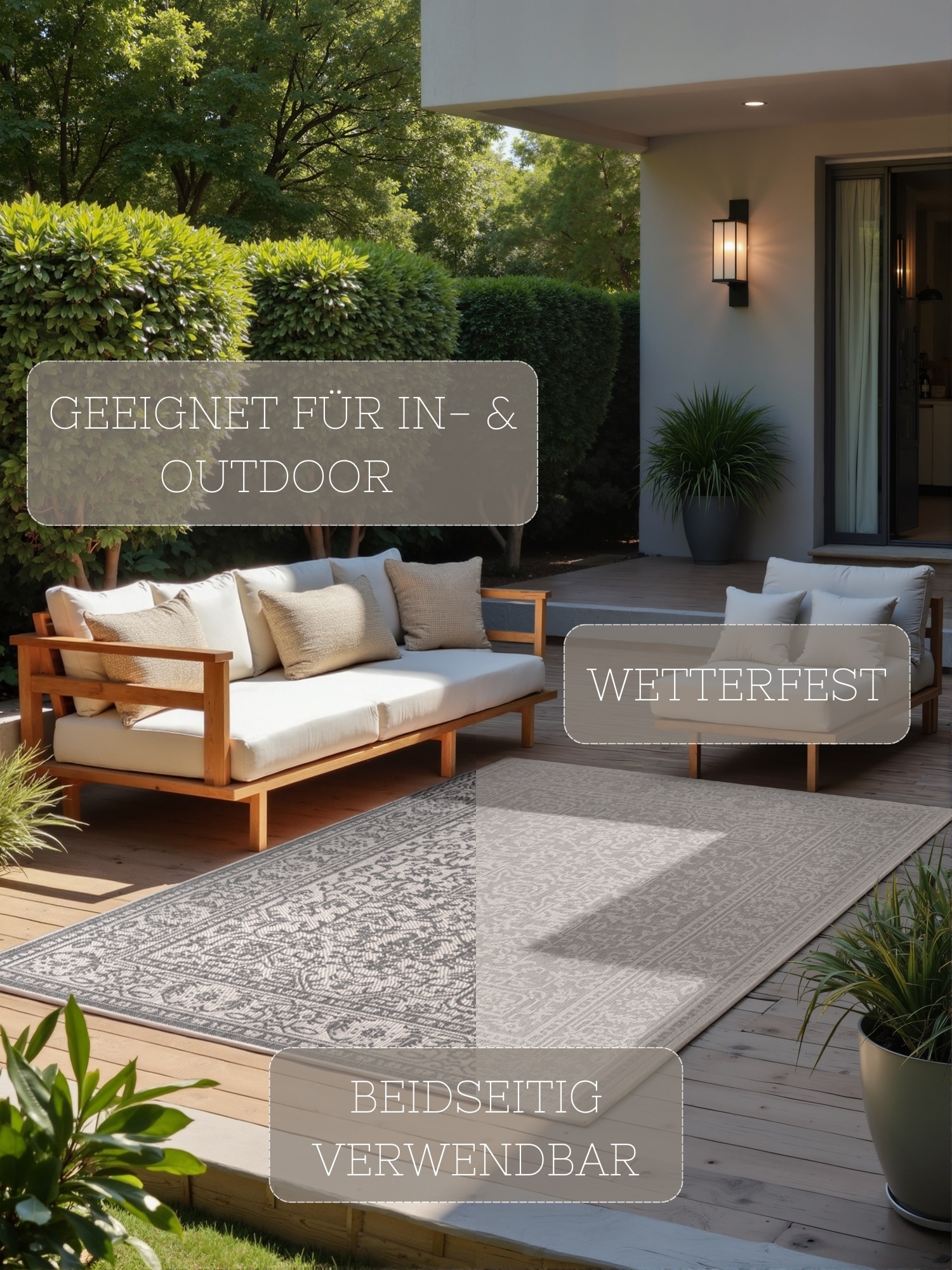 HANSE Home Outdoorteppich »Kona Wendeteppich«, rechteckig, 5 mm Höhe, In und Outdoor, Flachgewebe, wetterfest, pflegeleicht, robust