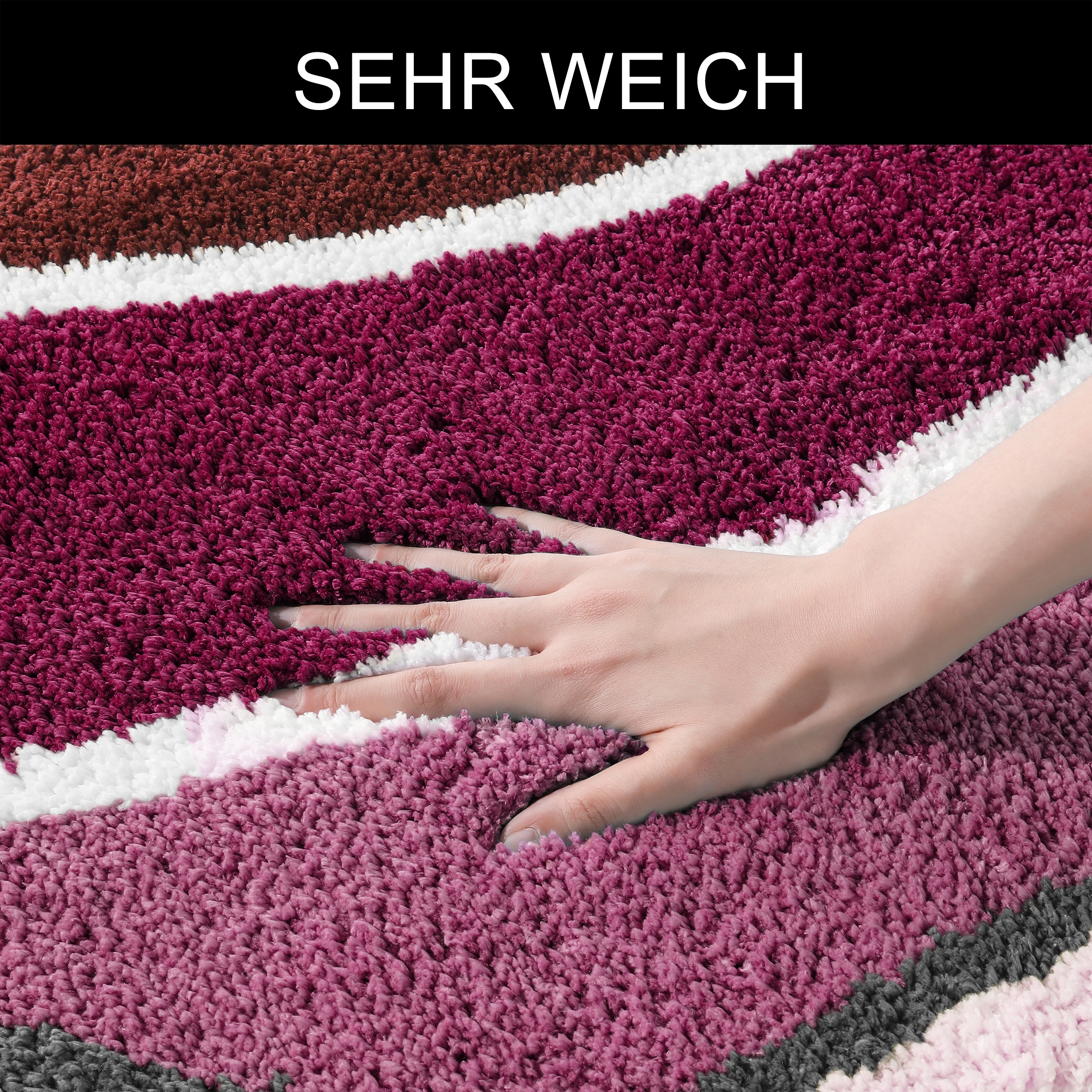 my home Badematte »Juna mit Muster, Badvorleger, Badezimmer Teppich, Duschvorleger« Höhe 20 mm rutschhemmend beschichtet strapazierfähig besonders weich, Design, Badematten, Badteppich