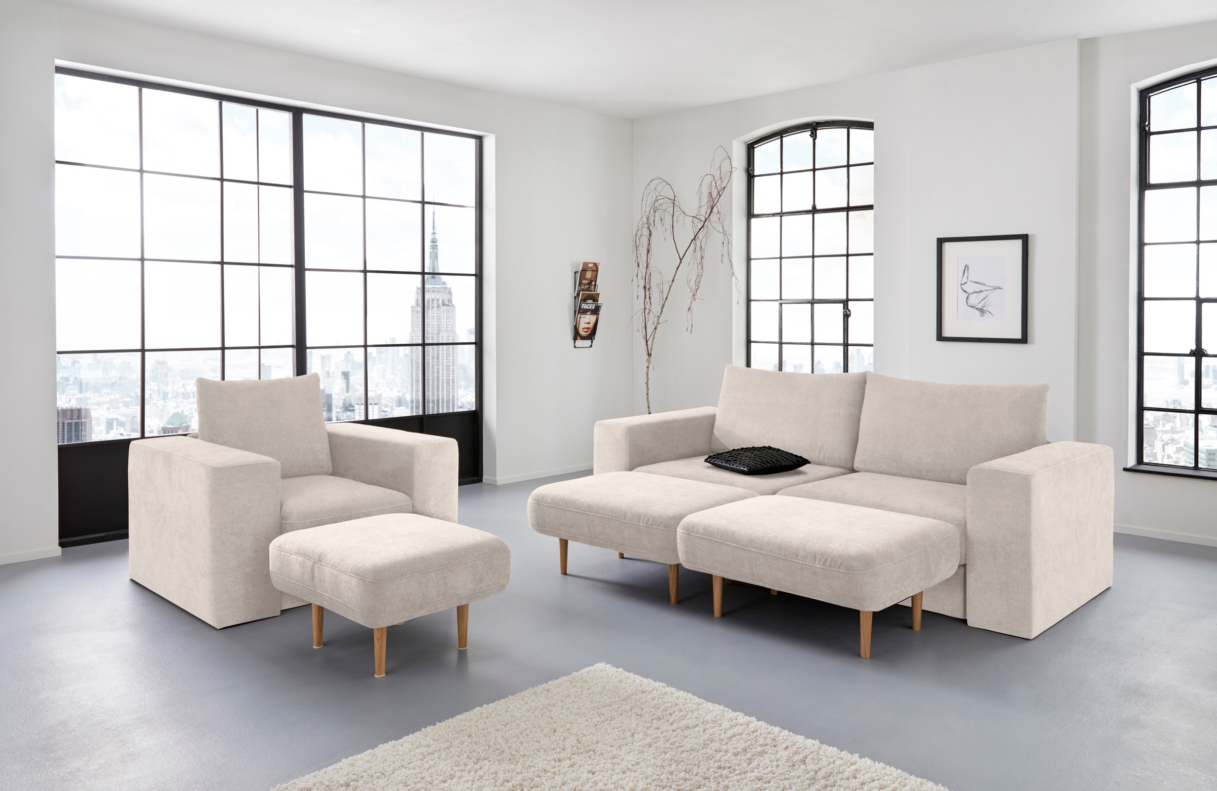 LOOKS by Wolfgang Joop Sessel »Looksv«, Verwandlungssessel: aus Sessel wird Sessel mit Hocker