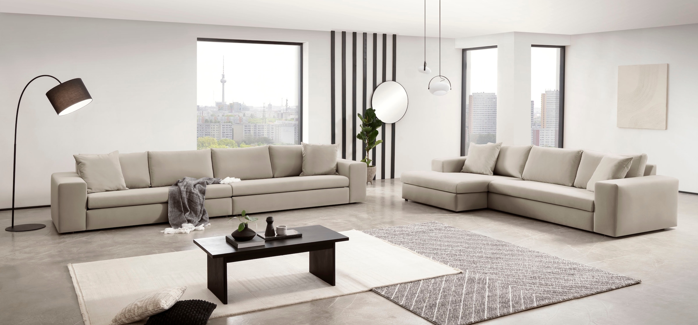 Home affaire Ecksofa »SLEETLAND XXL in Samtvelours oder Vintage-Leder-Optik, L-Form,« besonders groß und bequem