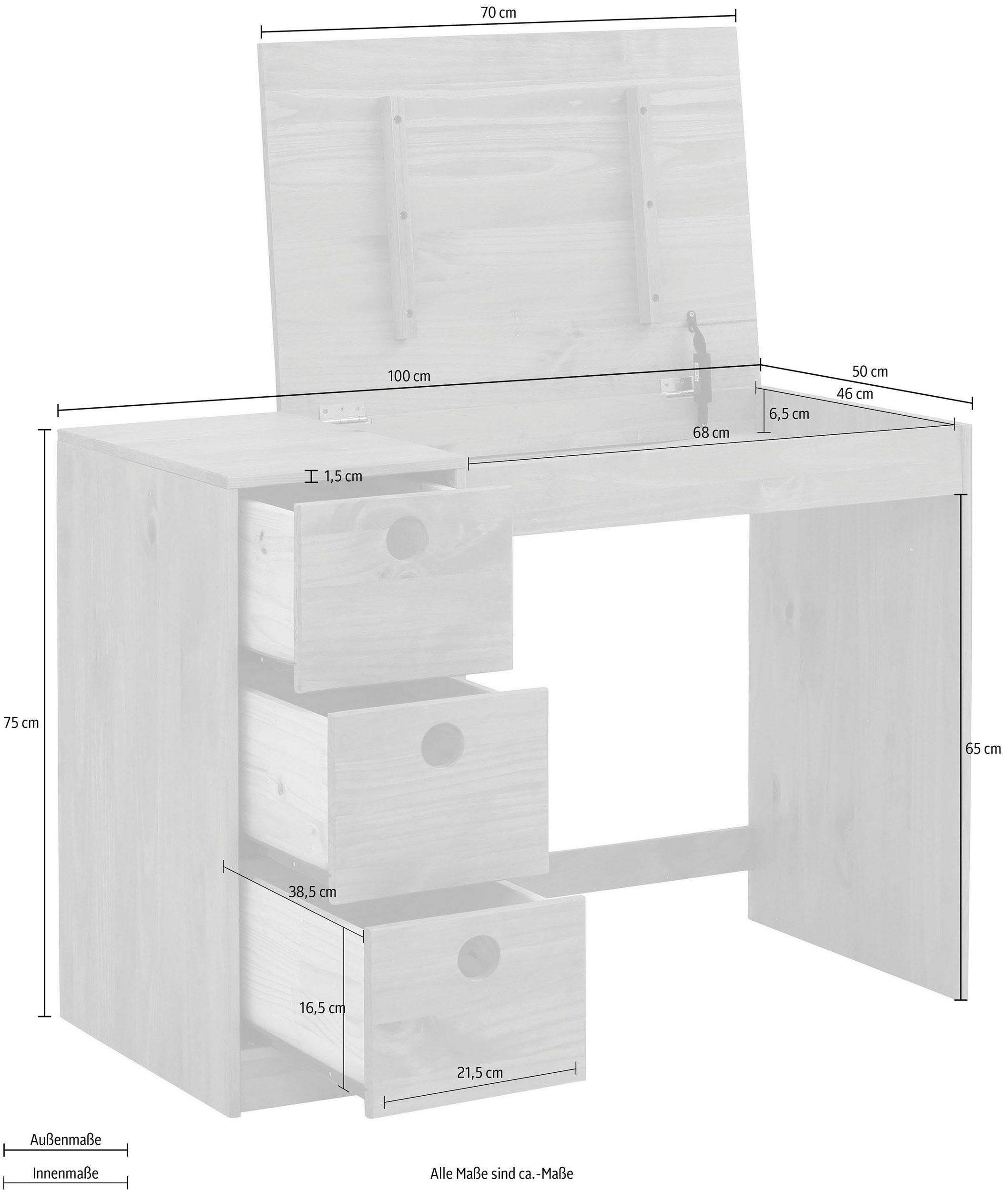 Lüttenhütt Jugendzimmer-Set »Alpi«, (Spar-Set, 2 tlg.), Daybed mit 2. Liegefläche und Schreibtisch mit Stauraum, platzsparend