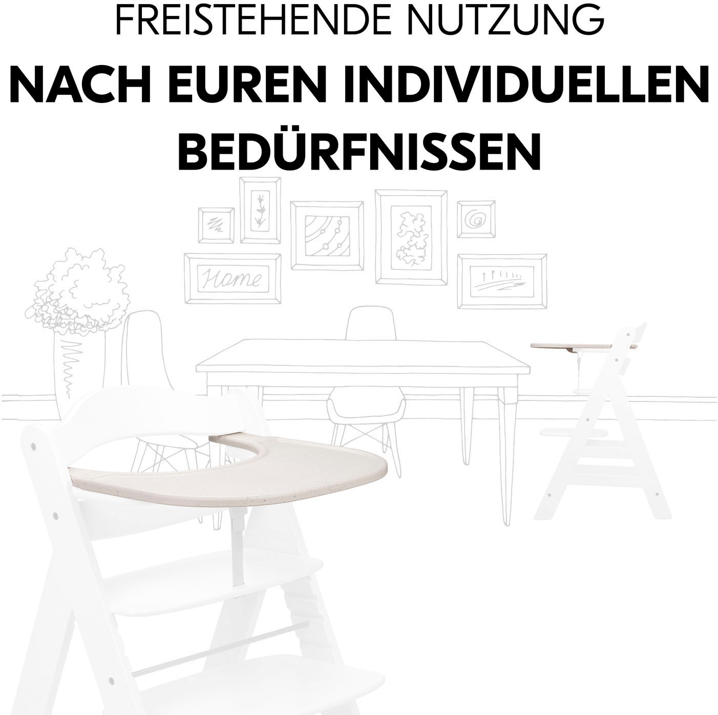 Hauck Hochstuhltablett »Alpha Click Tray, Speckle Beige« aus recyceltem Material