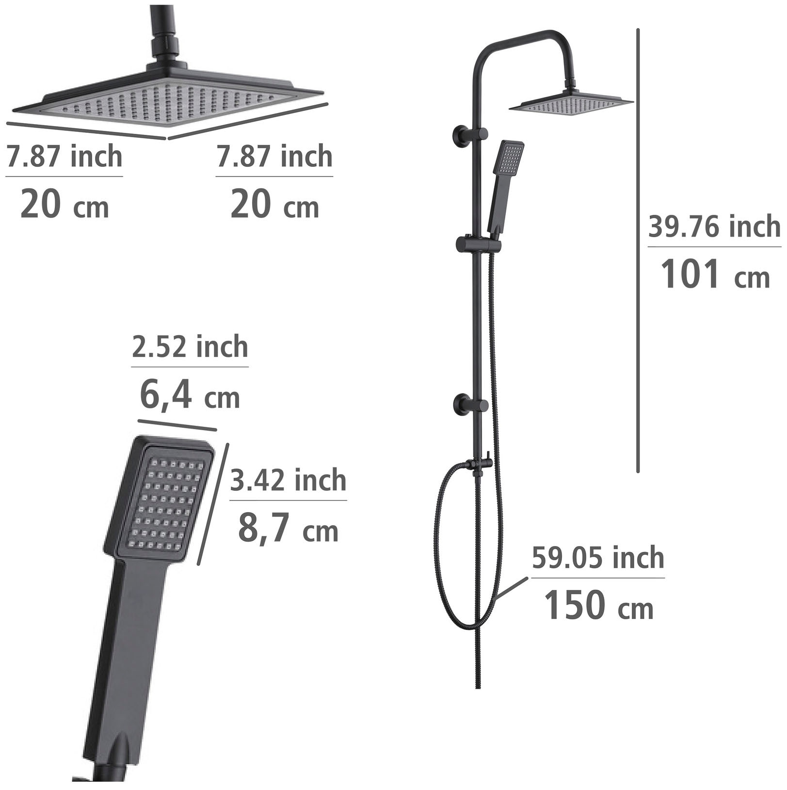 WENKO Duschsystem »Cuadro«, mit Regendusche und Handbrause