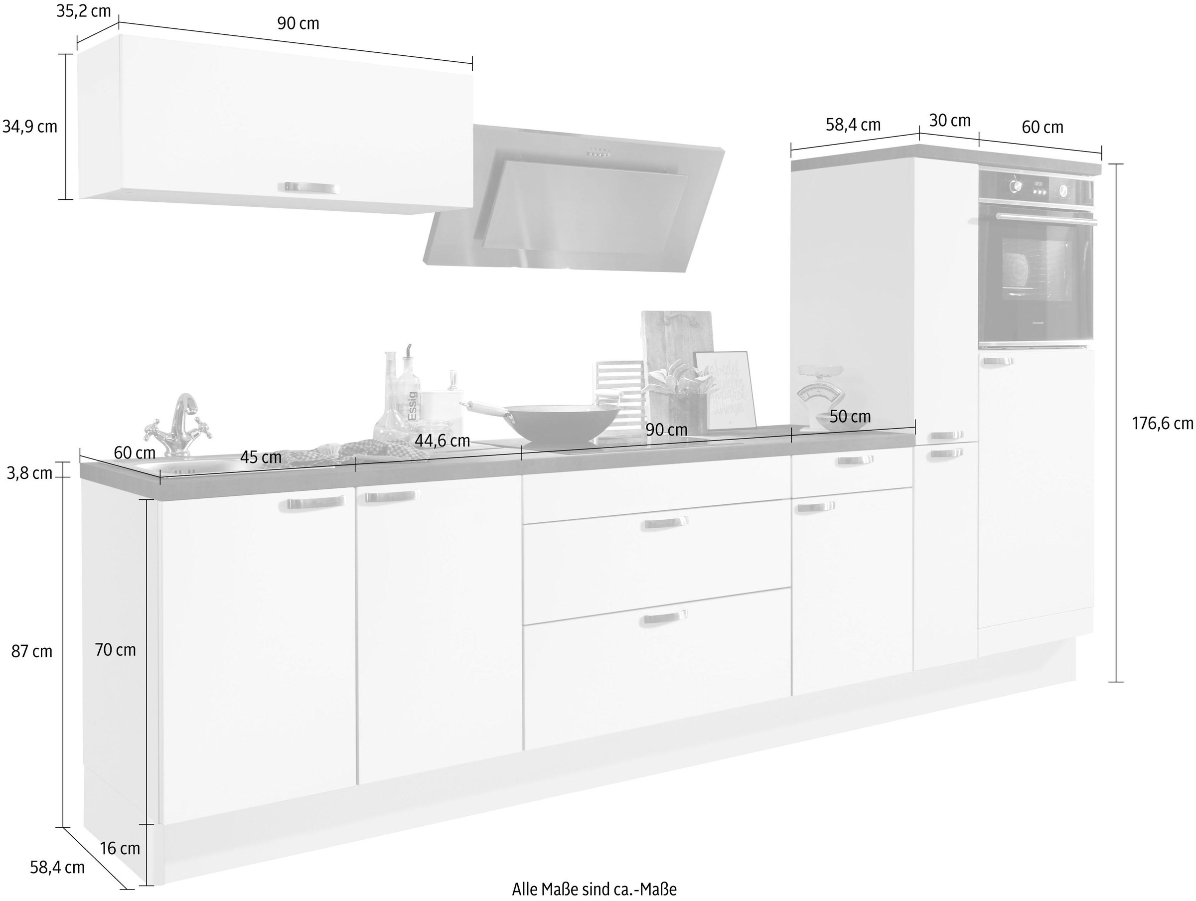 Küchenzeile Breite OPTIFIT und cm 320 kaufen auf Raten Soft-Close-Funktion, Vollauszüge »Cara«,