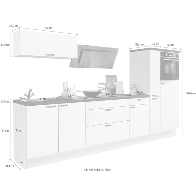 OPTIFIT Küchenzeile »Cara«, Vollauszüge und Soft-Close-Funktion, Breite 320  cm auf Raten kaufen
