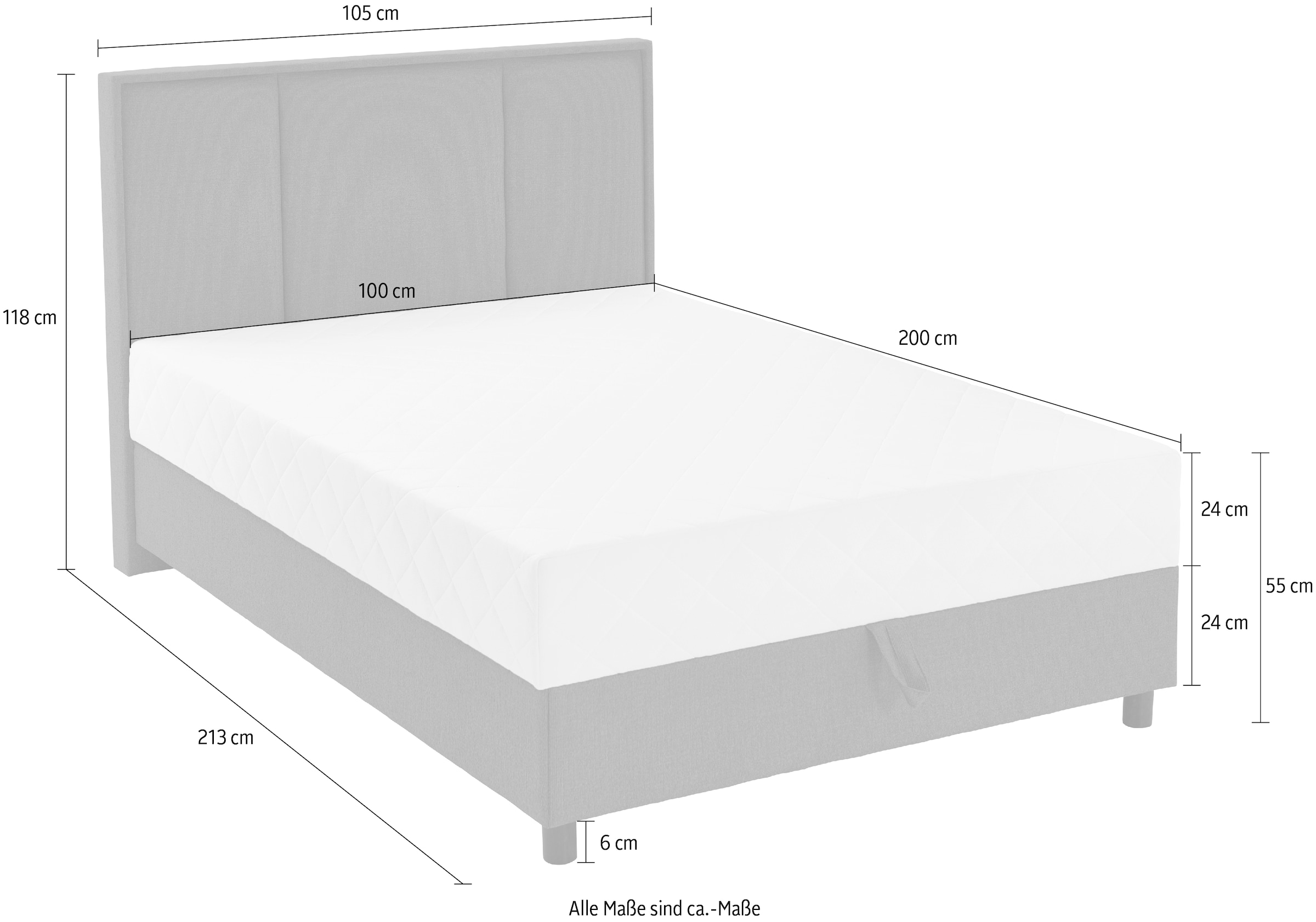 ATLANTIC home collection Boxbett »ARLA« mit Taschen-Federkernmatratze und Bettkasten