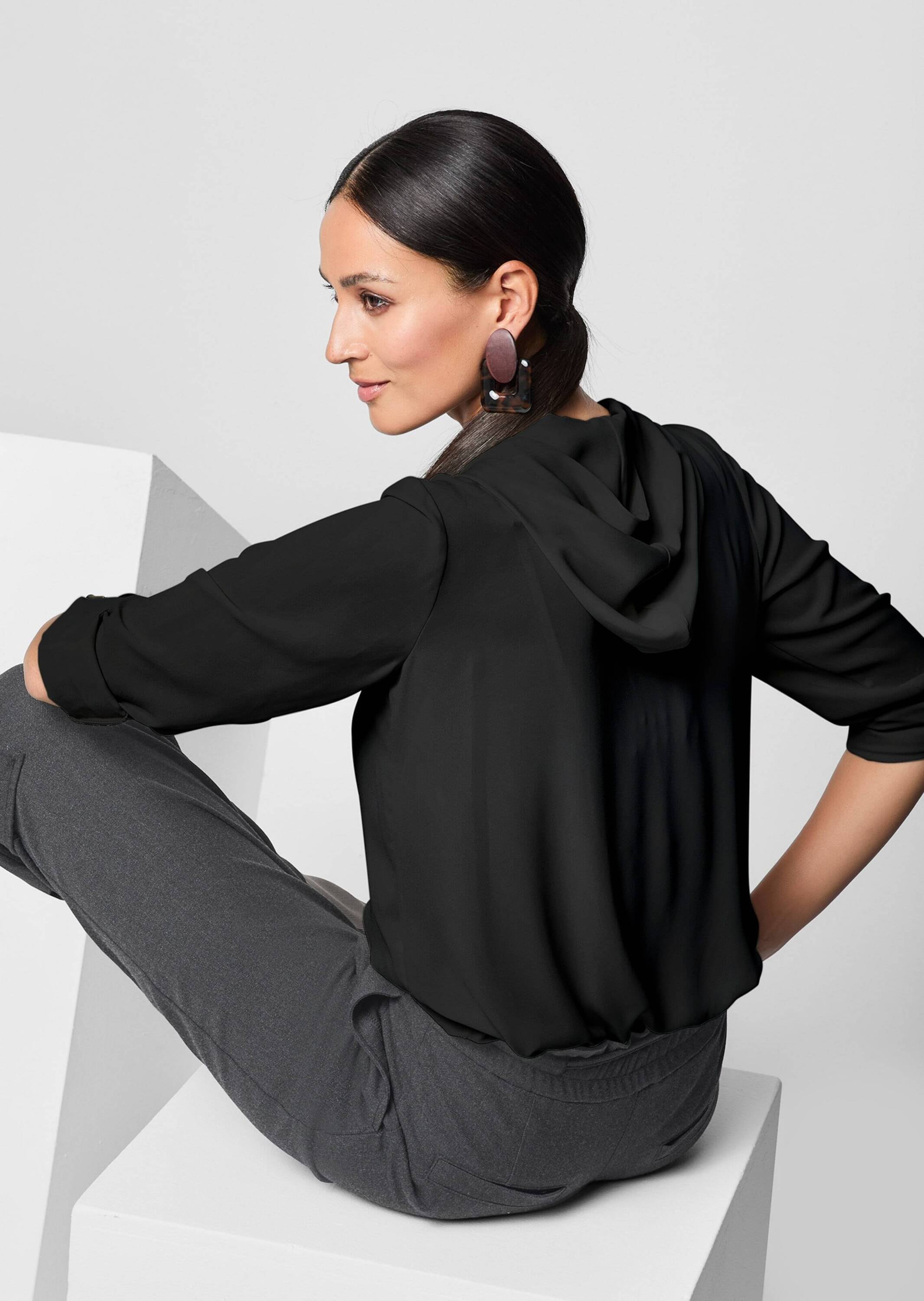 MADELEINE Langarmbluse »Bluse Schlupfbluse mit Kapuze«