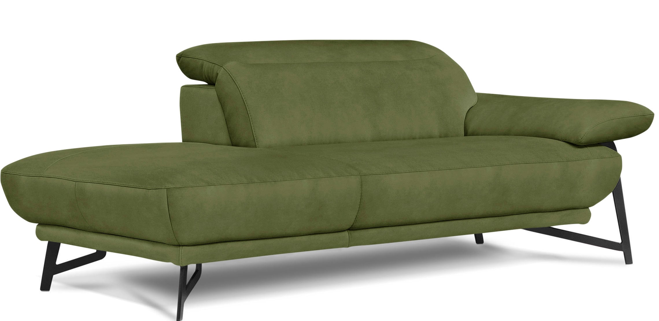 Egoitaliano Ottomane »Anais, erstklassiges Designsofa, Breite 179 cm, Fußfarbe schattengrau«, Kopfteil verstellbar, Luxus-Microfaser, kiwi