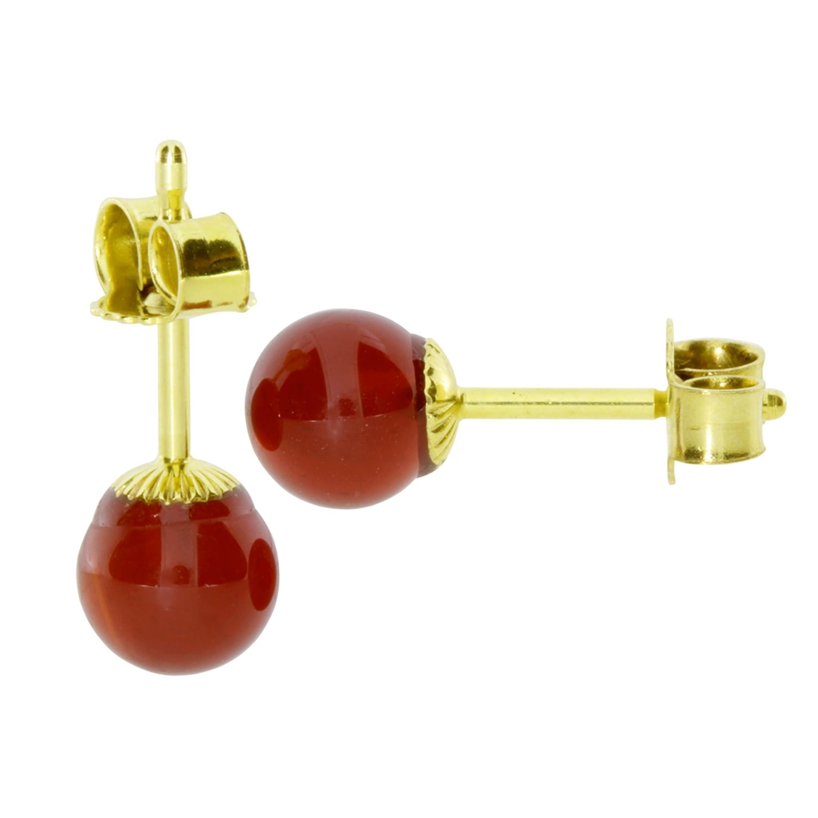 OSTSEE-SCHMUCK Paar Ohrstecker »- Kugel 5 mm - Gold 333/000 - Rotachat«