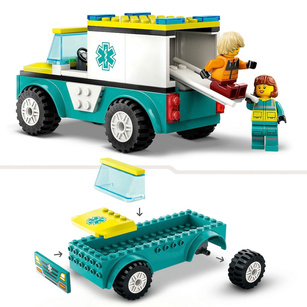 LEGO® Konstruktionsspielsteine »Rettungswagen und Snowboarder (60403), LEGO City«, (79 St.), Made in Europe
