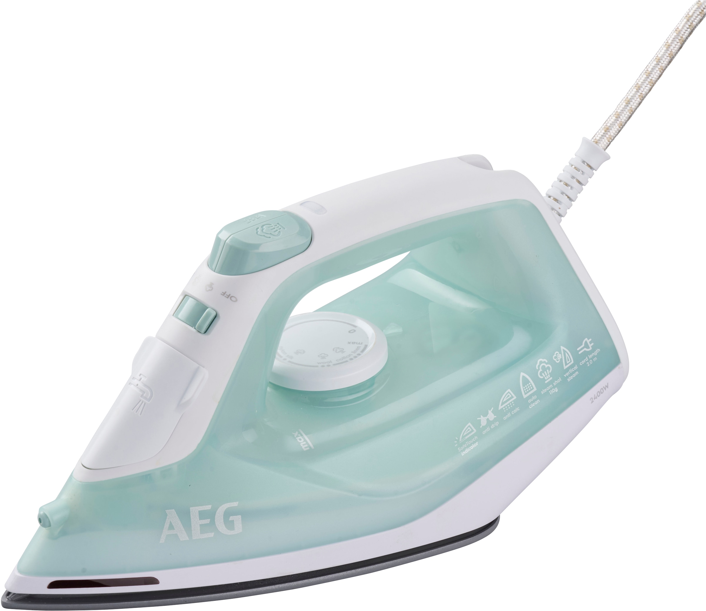 AEG 950 008 640 Bügeleisen Dampfbügeleisen SoftGlide 2400 W Bernstein, Weiß