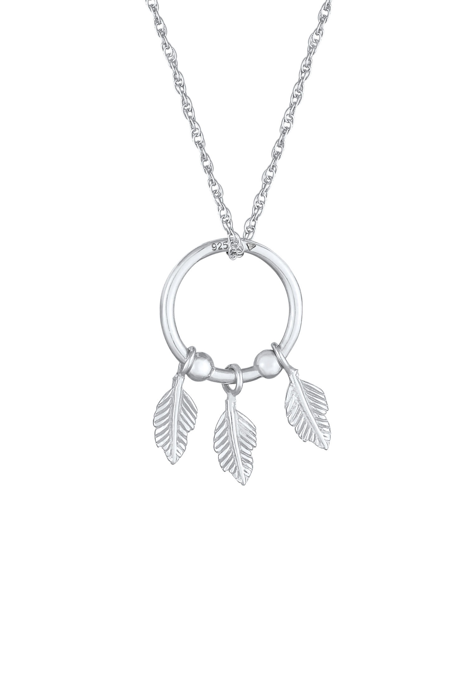 Elli Kette mit Anhänger »Halskette Feder Boho Hippie Ring 925 Silber«