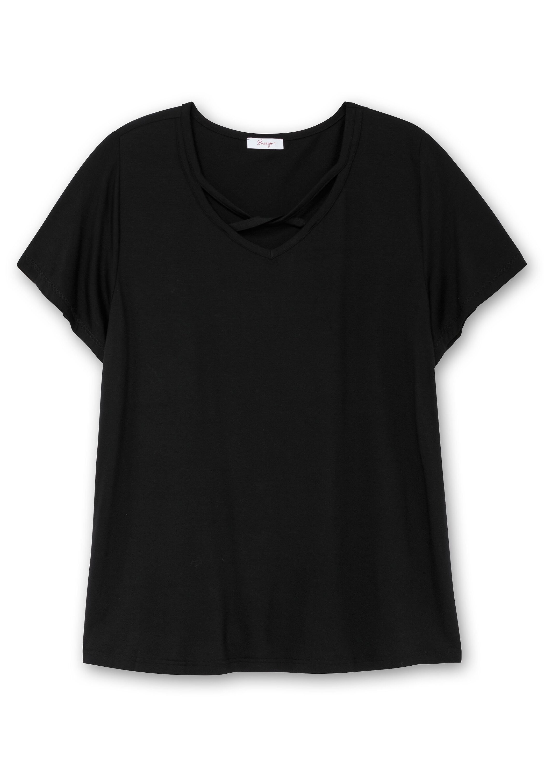Sheego T-Shirt »Shirt mit verziertem V-Ausschnitt«