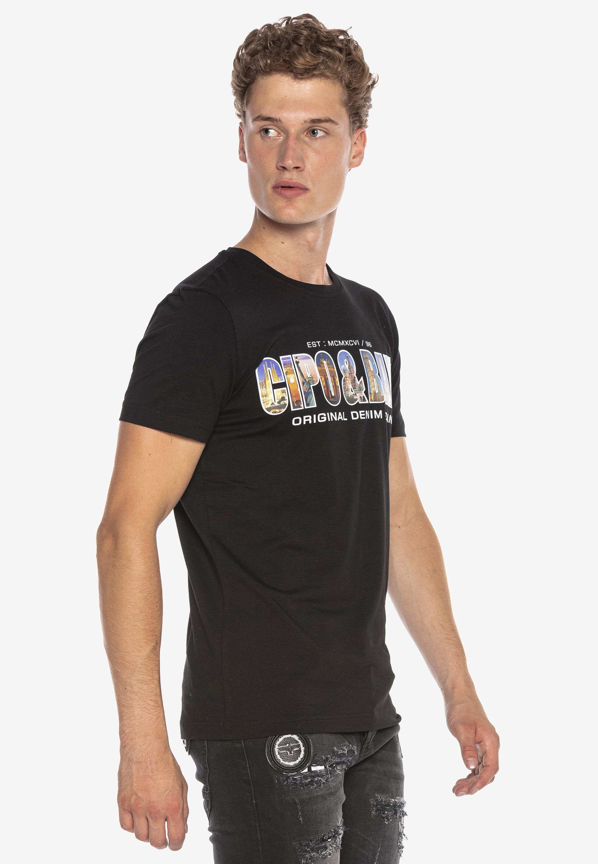 Cipo & Baxx T-Shirt »CT720« gerade geschnitten