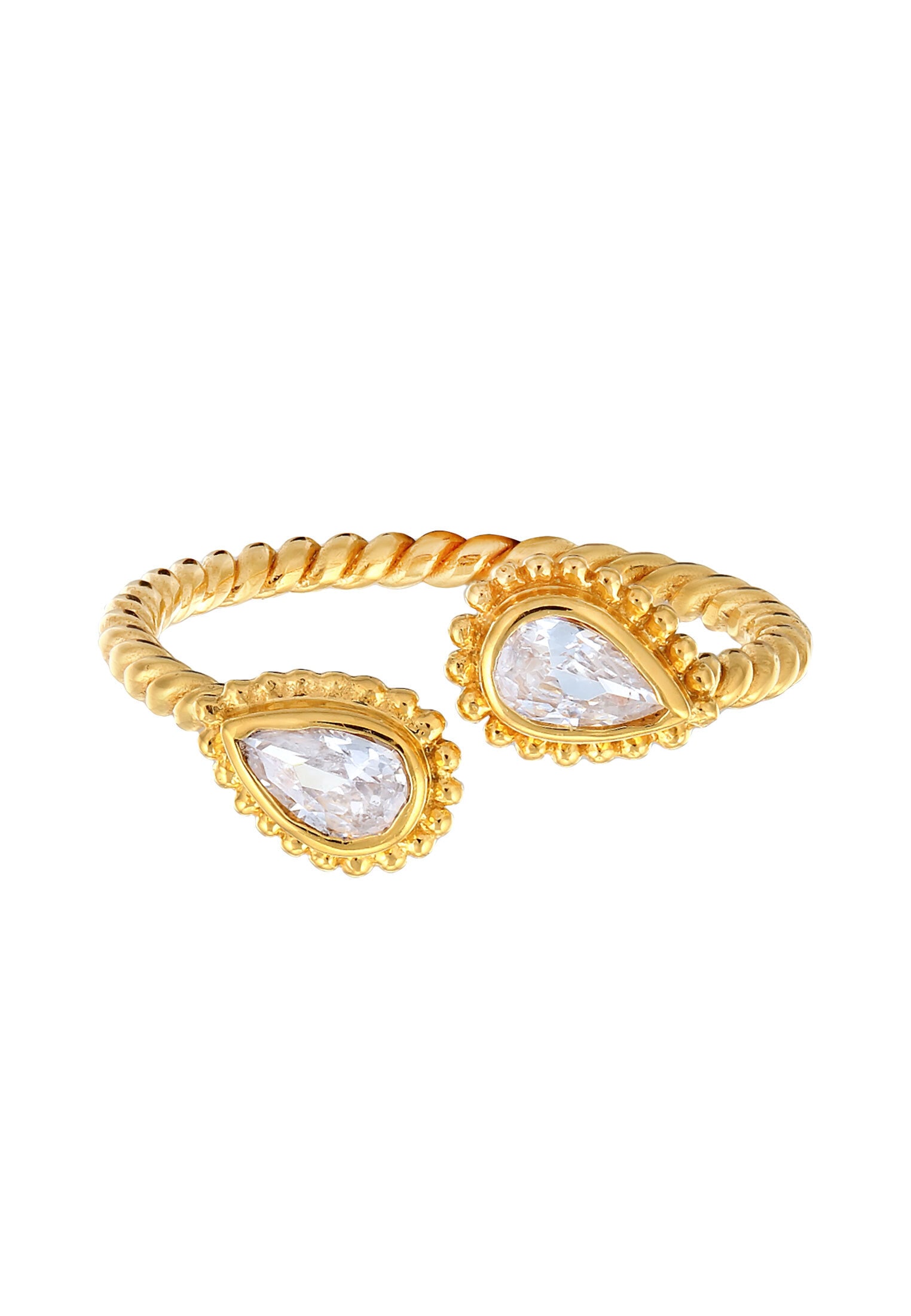 Elli Silberring »Ring Zirkonia Tropfen Vintage Look 925 Silber vergoldet«
