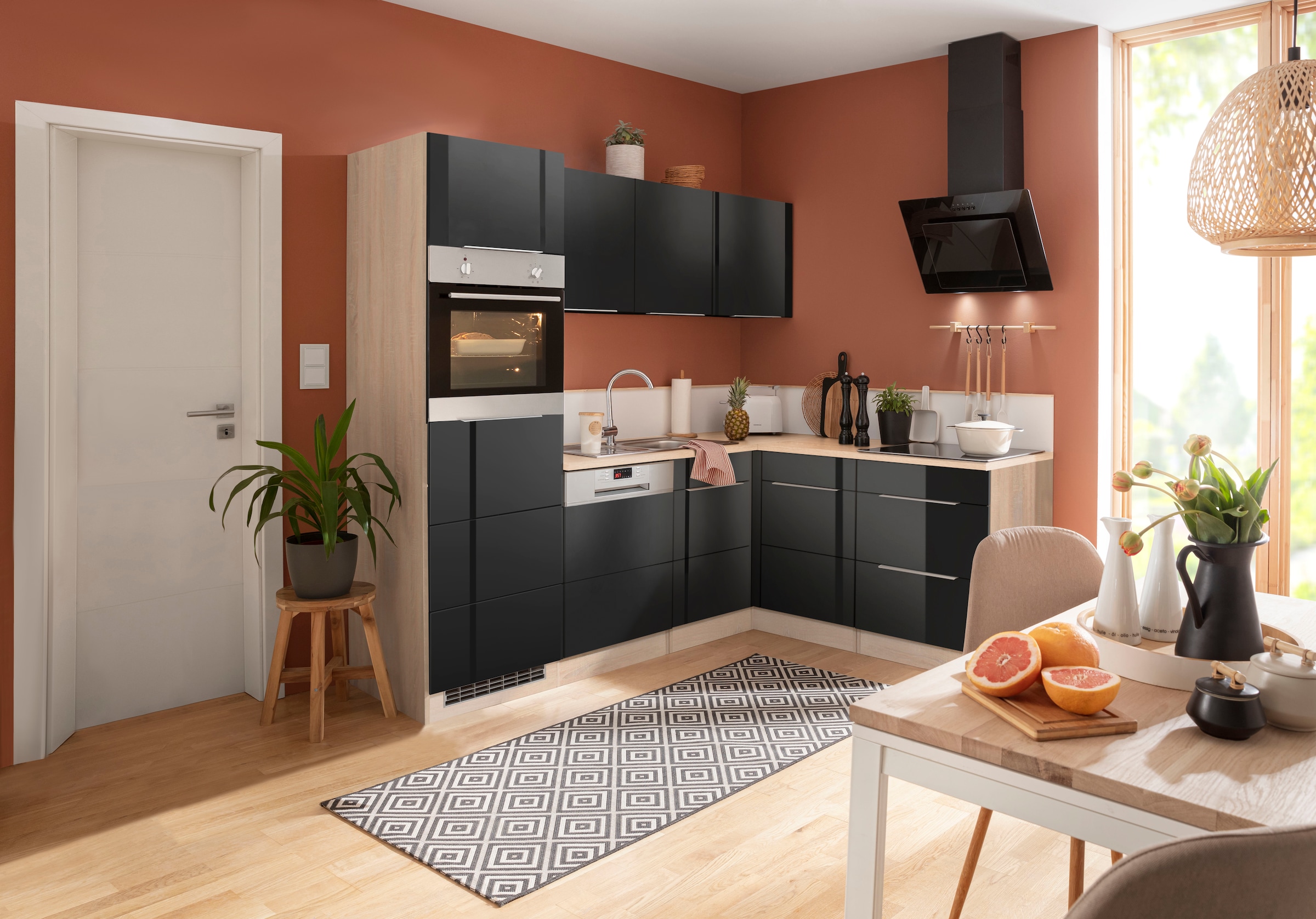 KOCHSTATION Winkelküche »KS-Brindisi« Stellbreite 230/170 cm, wahlweise mit E-Geräten, mit MDF-Fronten