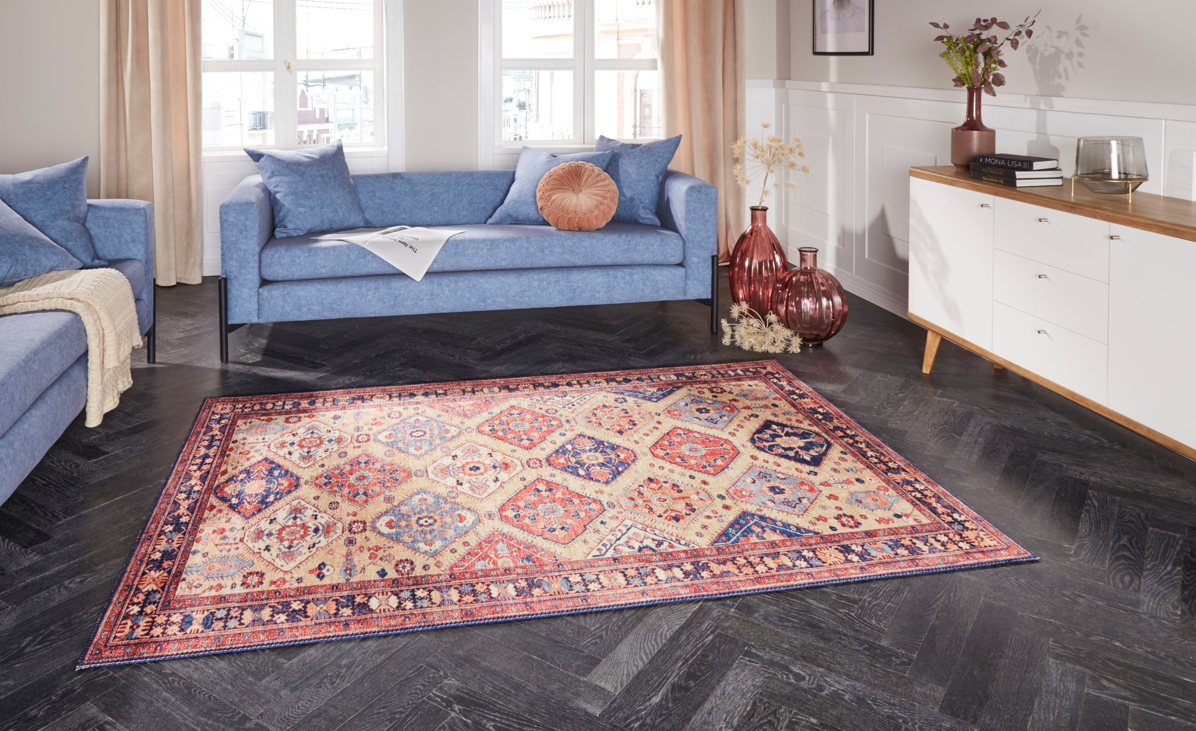 ELLE DECORATION Teppich »Afghan Kelim«, rechteckig, 5 mm Höhe, Orient Optik, Vintage Design, gekettelt, kräftige Farben