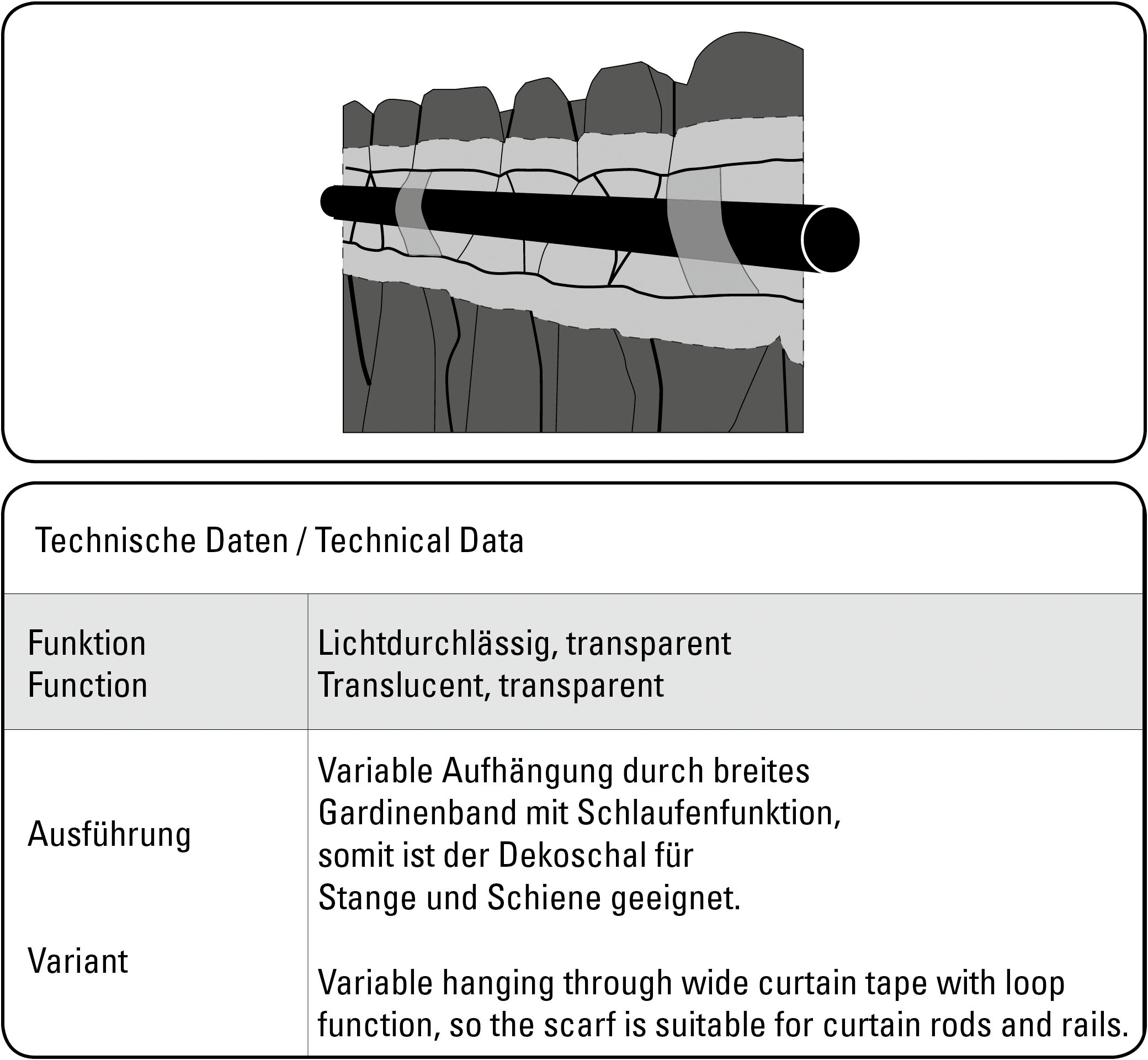 GARDINIA Gardine »Schal mit Gardinenband Ausbrenner Grafik«, (1 St.), Stoff Ausbrenner Graphic