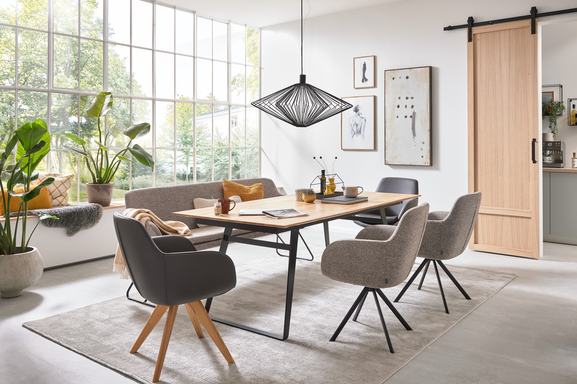 Musterring Esstisch »Tavia« Bügelgestell in 3 Farben,  Platte Charakter-Eiche geölt, ausziehbar