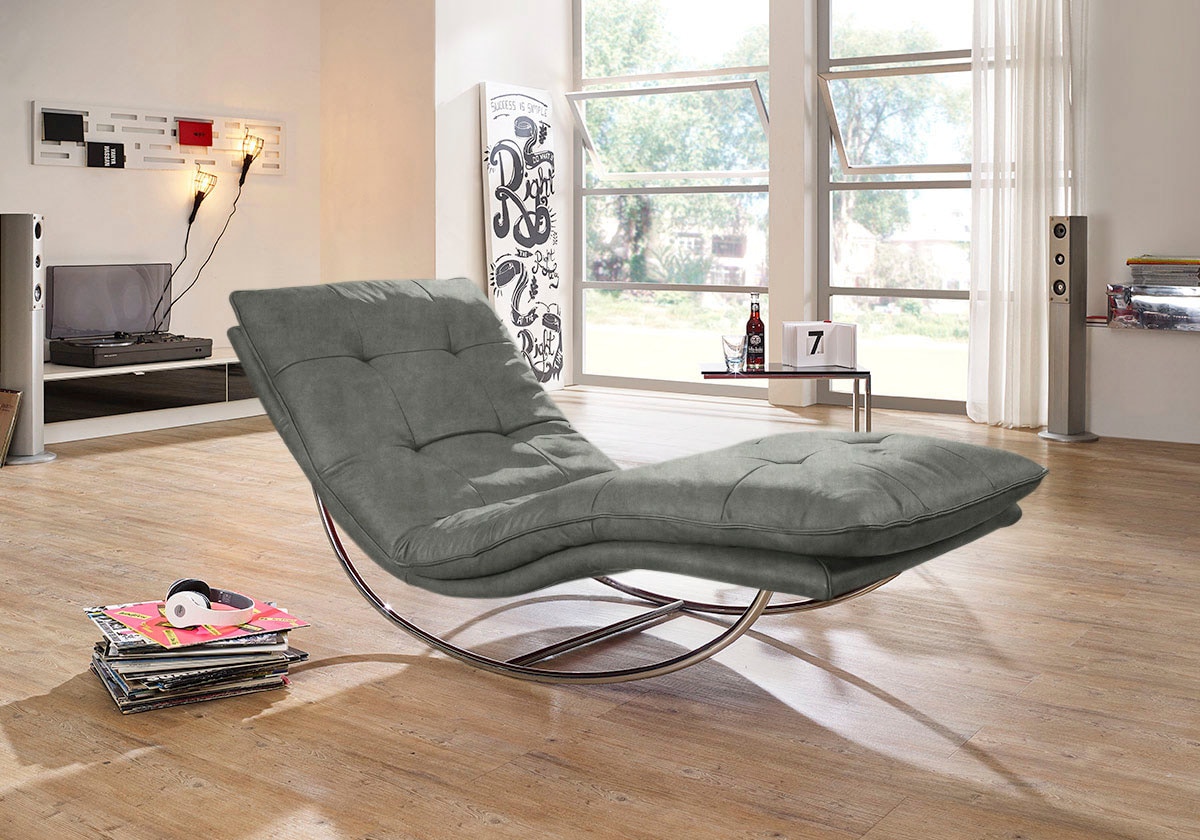 W.SCHILLIG Relaxliege »daily dreams« in Waffelkissen-Optik, Schaukelgestell Chrom glänzend, in 2 Breiten