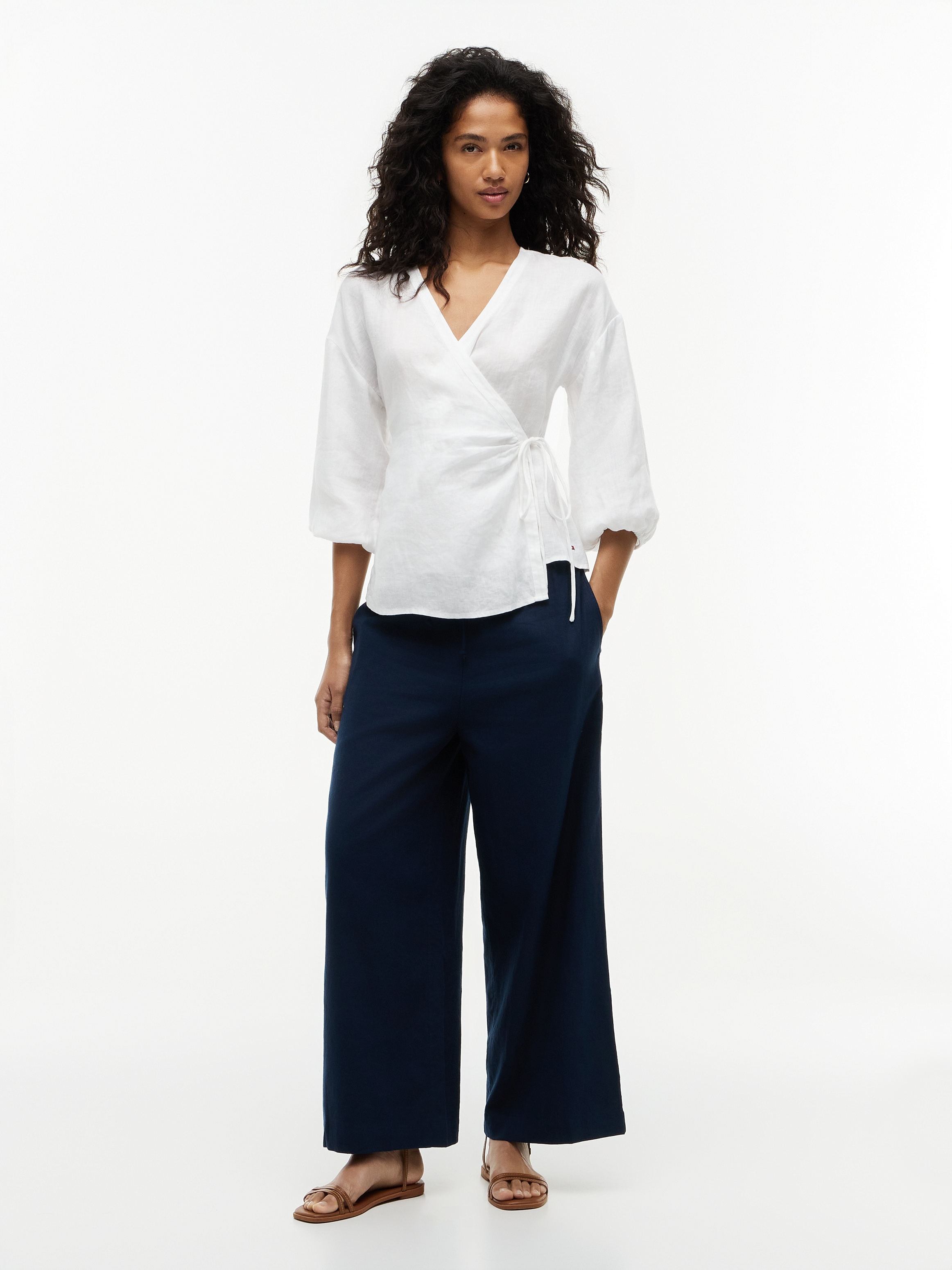 Tommy Hilfiger Wickelbluse »SUMMER LINEN WRAP TIE BLOUSE« Leinen