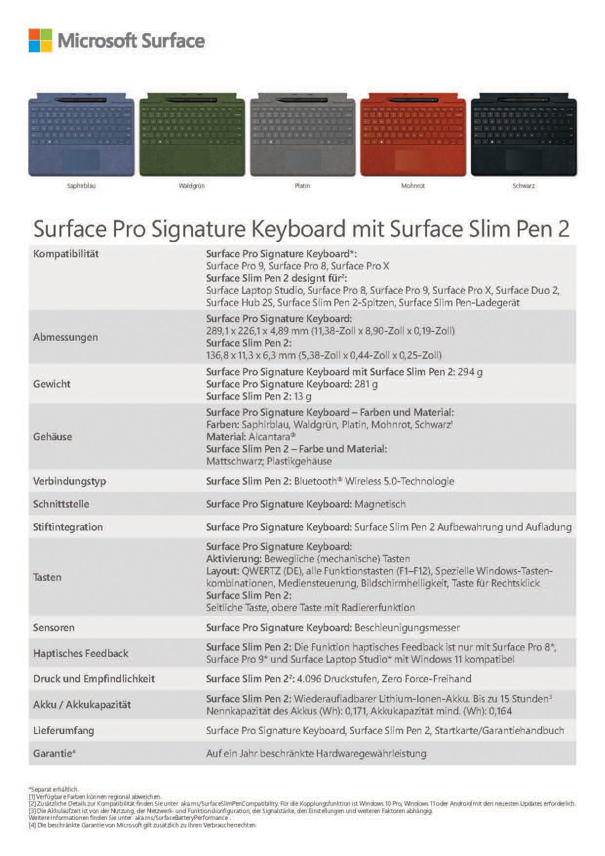 Microsoft Tastatur Pro »Surface 8XA-00025«, | ➥ Tastatur Garantie Keyboard Signature Jahre Touchpad UNIVERSAL mit 3 XXL