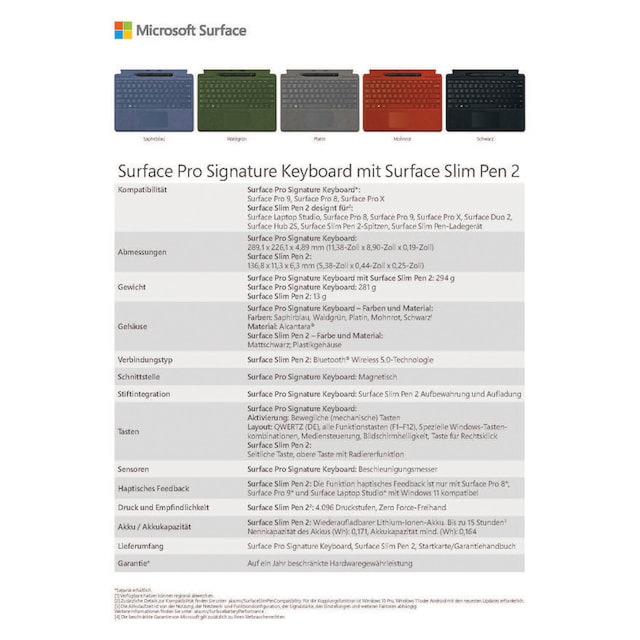 »Surface Pro 8XA-00025«, 3 Touchpad Tastatur Tastatur Jahre ➥ Garantie Keyboard mit XXL | Microsoft UNIVERSAL Signature