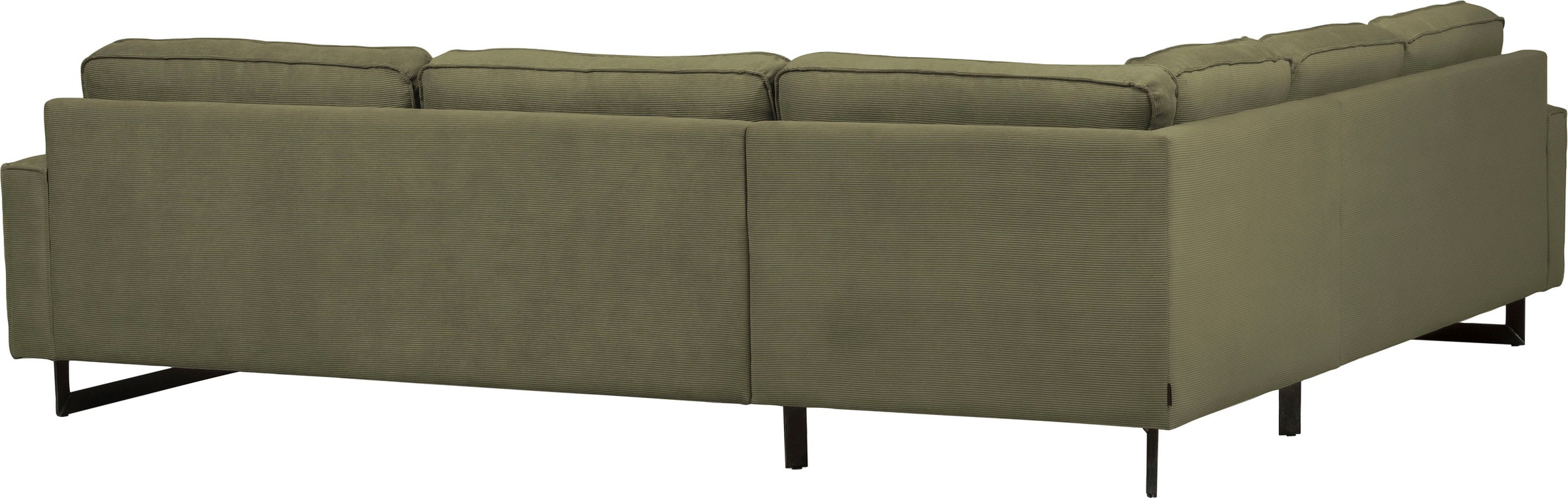 Places of Style Ecksofa »Pinto, XXL, 250/290 cm, langer Schenkel, Ottomane«, Cord, Chenille, Lederoptik, mit Keder, Metallfüße, Wellenunterfederung