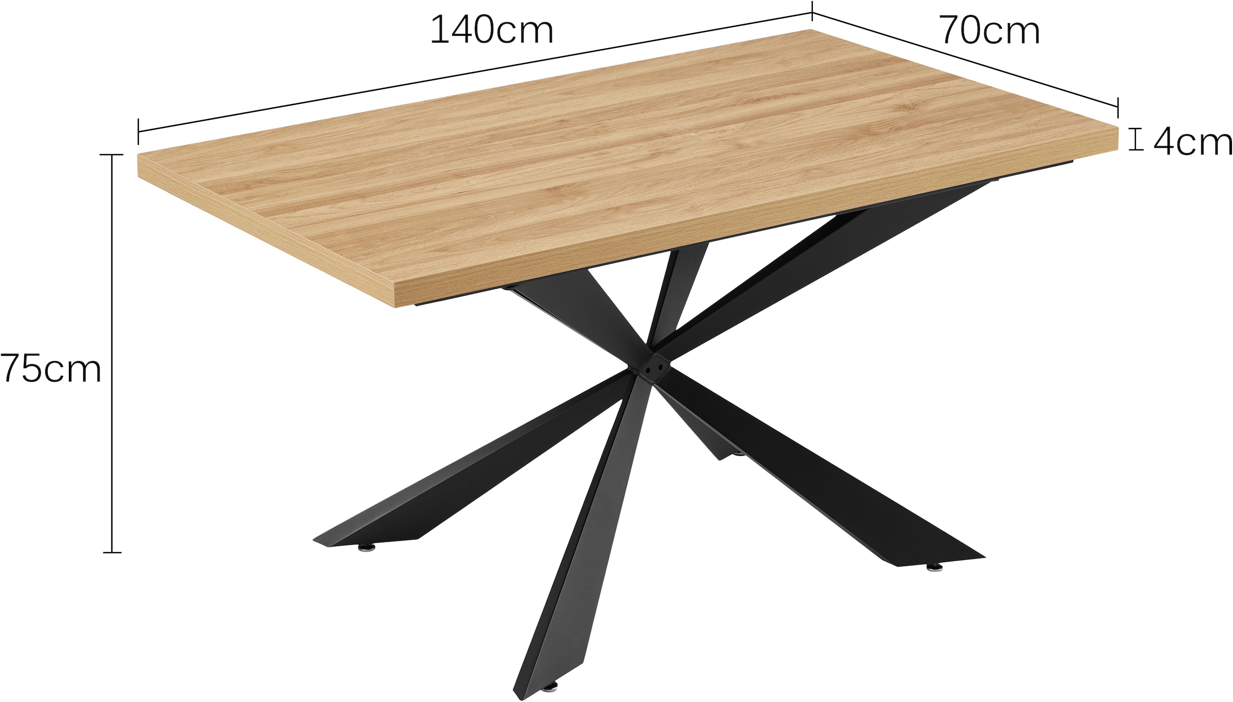Home affaire Esstisch »Cusey« Melaminbeschichtung mit naturgetreuer Holzmaserung, verschiedene Maße