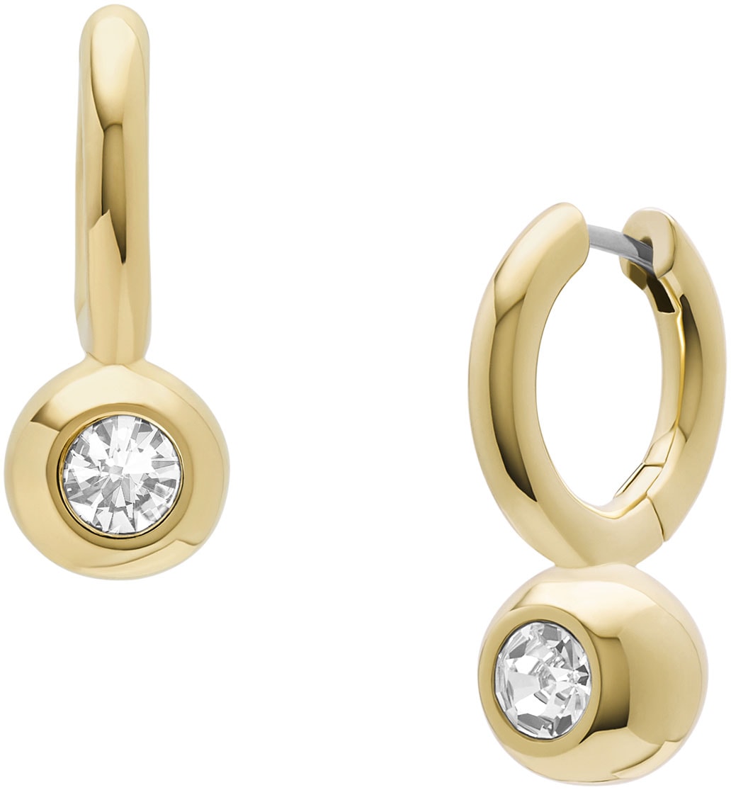 Fossil Paar Creolen »Schmuck Geschenk Edelstahl Ohrringe Bright Baubles, JA7254710«, mit Glasstein