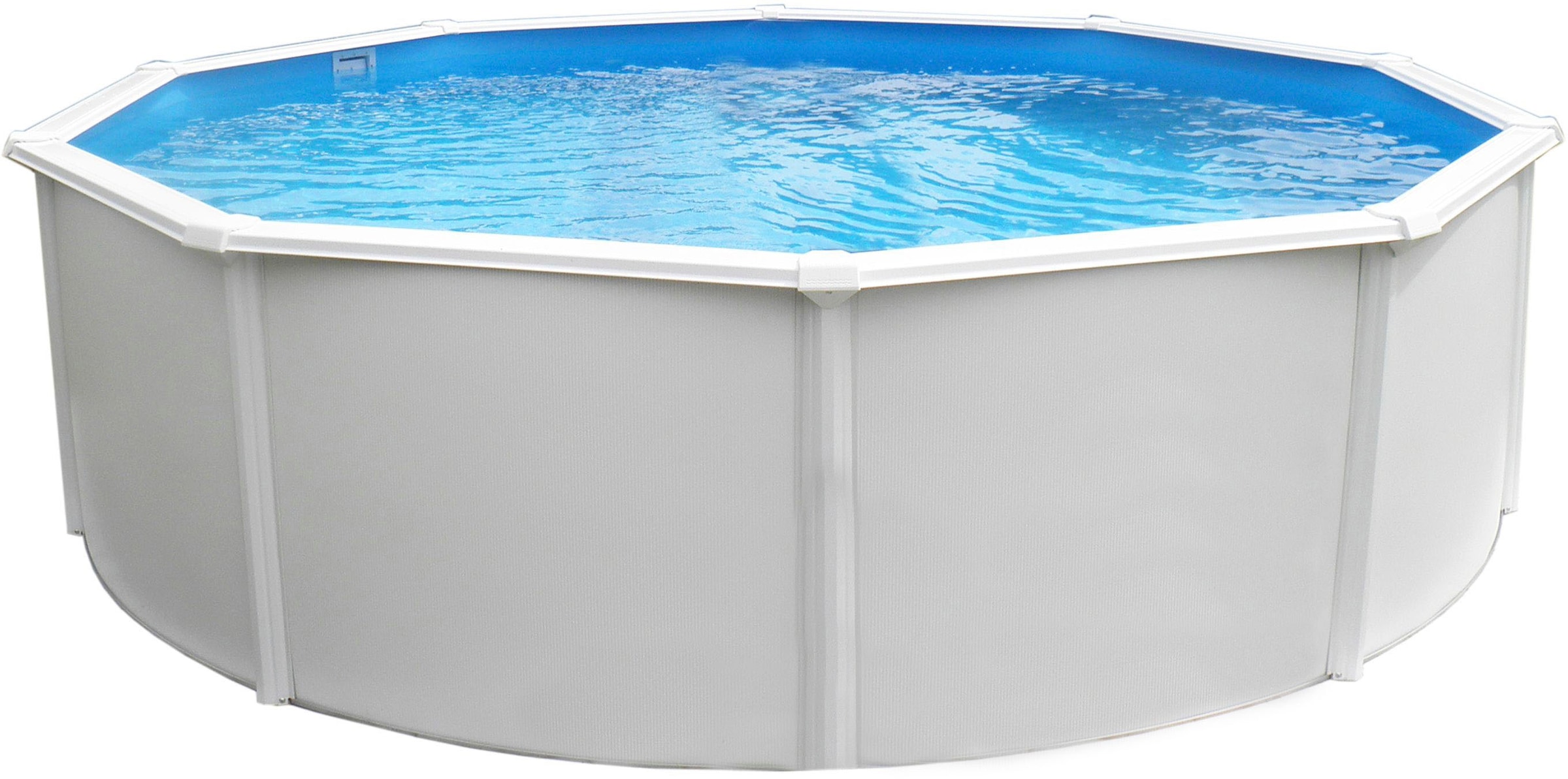 KWAD Rundpool »Steely Deluxe Heat inkl. Solarabdeckplane«, (Set, 7 tlg.), Höhe: 120 cm, mit Sandfilteranlage, Quarzsand und weiterem Zubehör