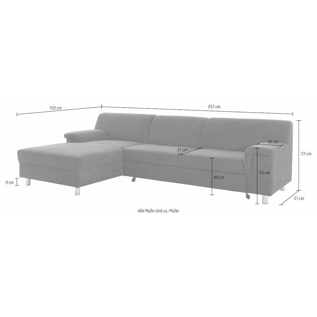 INOSIGN Ecksofa »L-Form«, wahlweise mit Bettfunktion