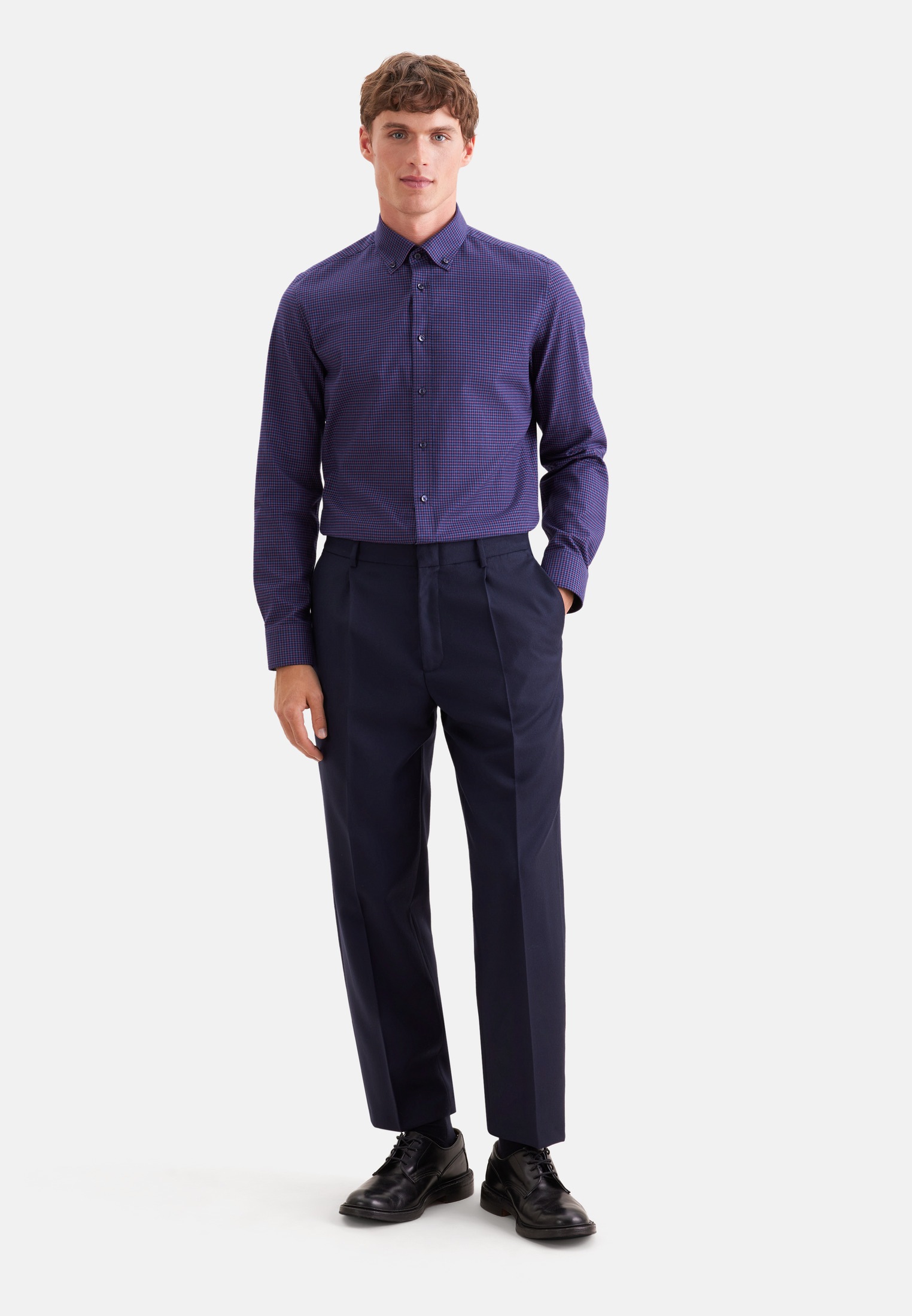 seidensticker Flanellhemd »Schwarze Rose« Shaped 1/1 Button-Down-Kragen Karo