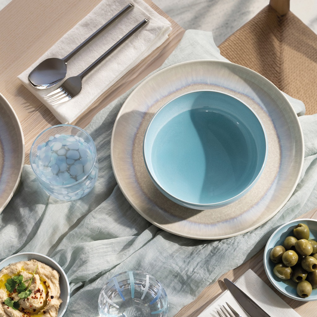 like. by Villeroy & Boch Schale »Schüsseln Perlemor Aqua ø 16,9 cm 4er Set blau« 4 Spülmaschinengeeignet, Mikrowellengeeignet